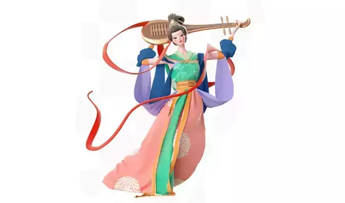 C4d - Dunhuang clothing flying fairy model 3D model