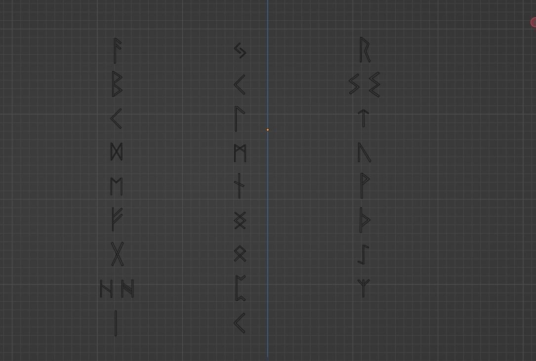 Runes letters of viking alphabet Low-poly 3D model_3