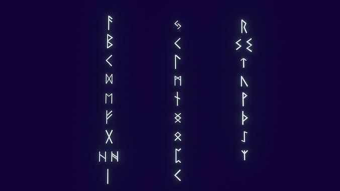 Runes letters of viking alphabet Low-poly 3D model