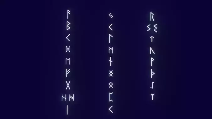 Runes letters of viking alphabet Low-poly 3D model
