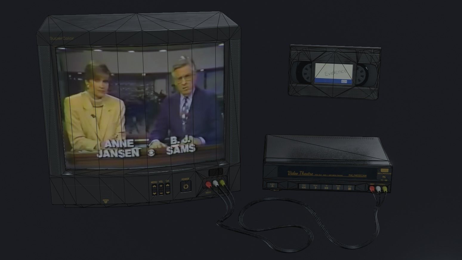 Tv Set - PBR Game Ready television with news program Low-poly 3D model_6