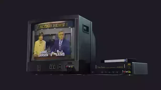 Tv Set - PBR Game Ready television with news program Low-poly 3D model