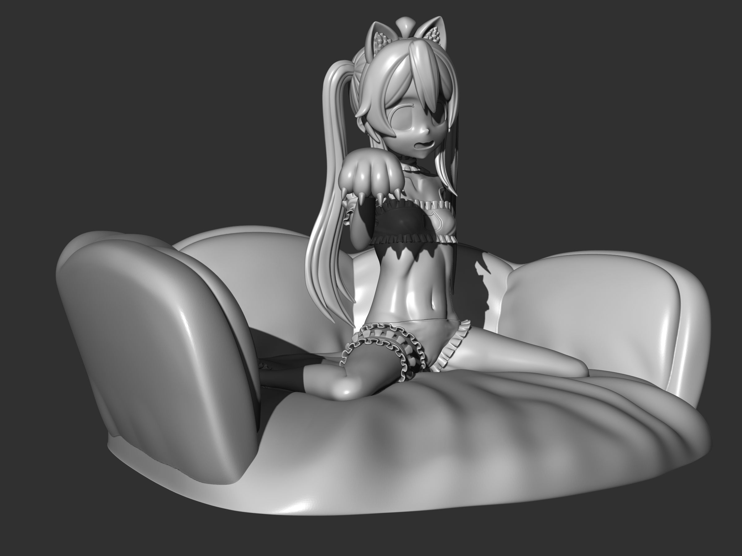 Mahiro oyama cat ver figure 3d 3D print model_10