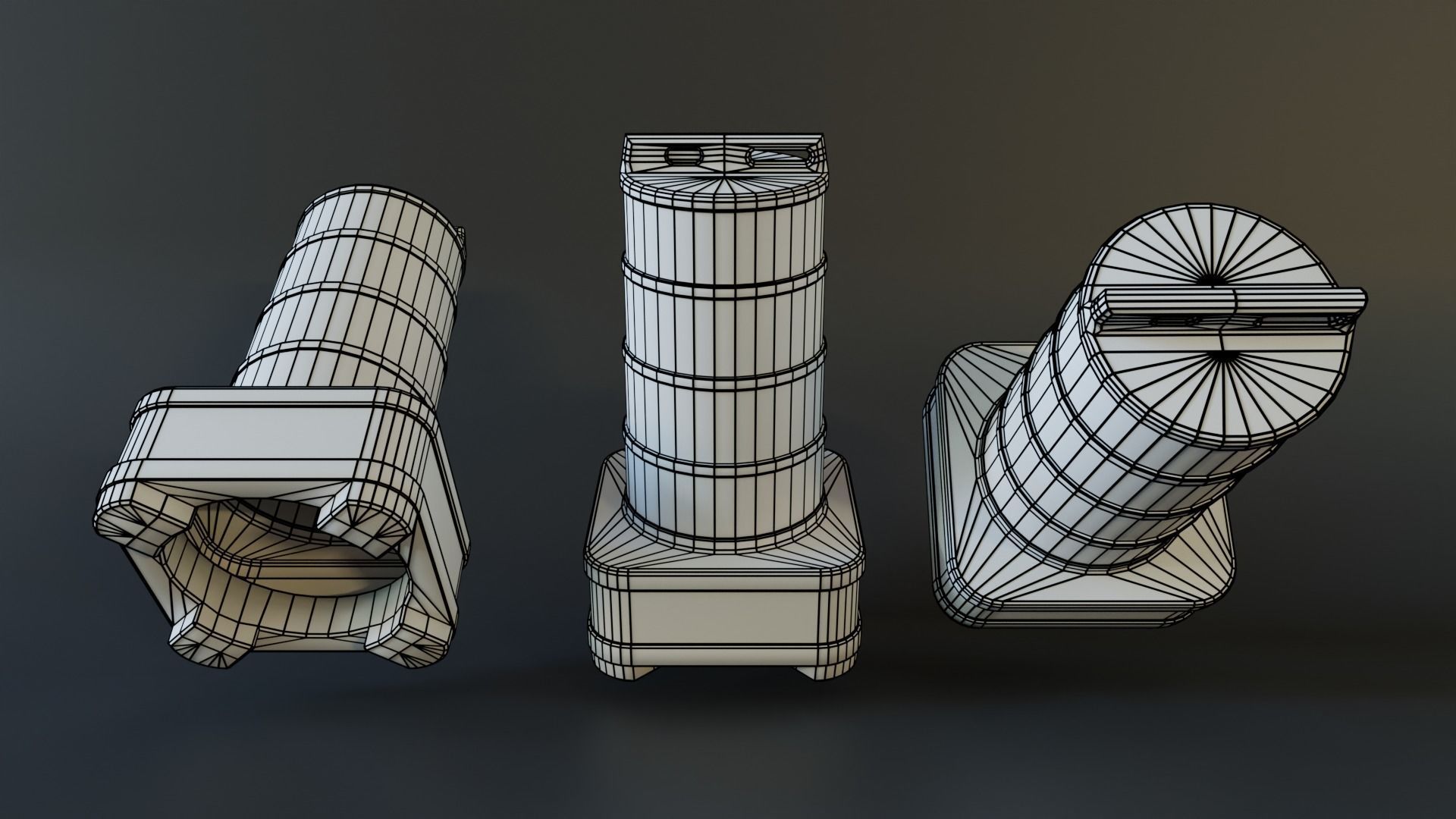 Cone Barril Low-poly 3D model_6