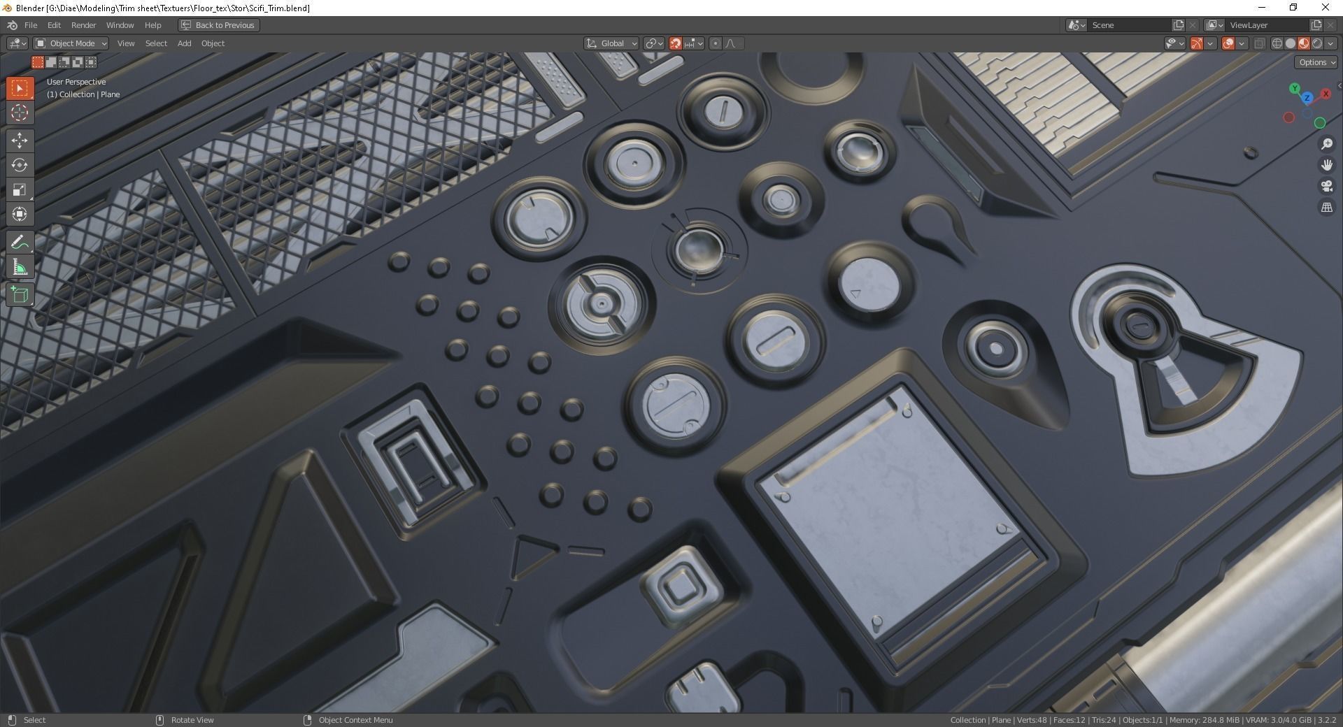 Scifi Trim Sheet High Poly  3D model_8