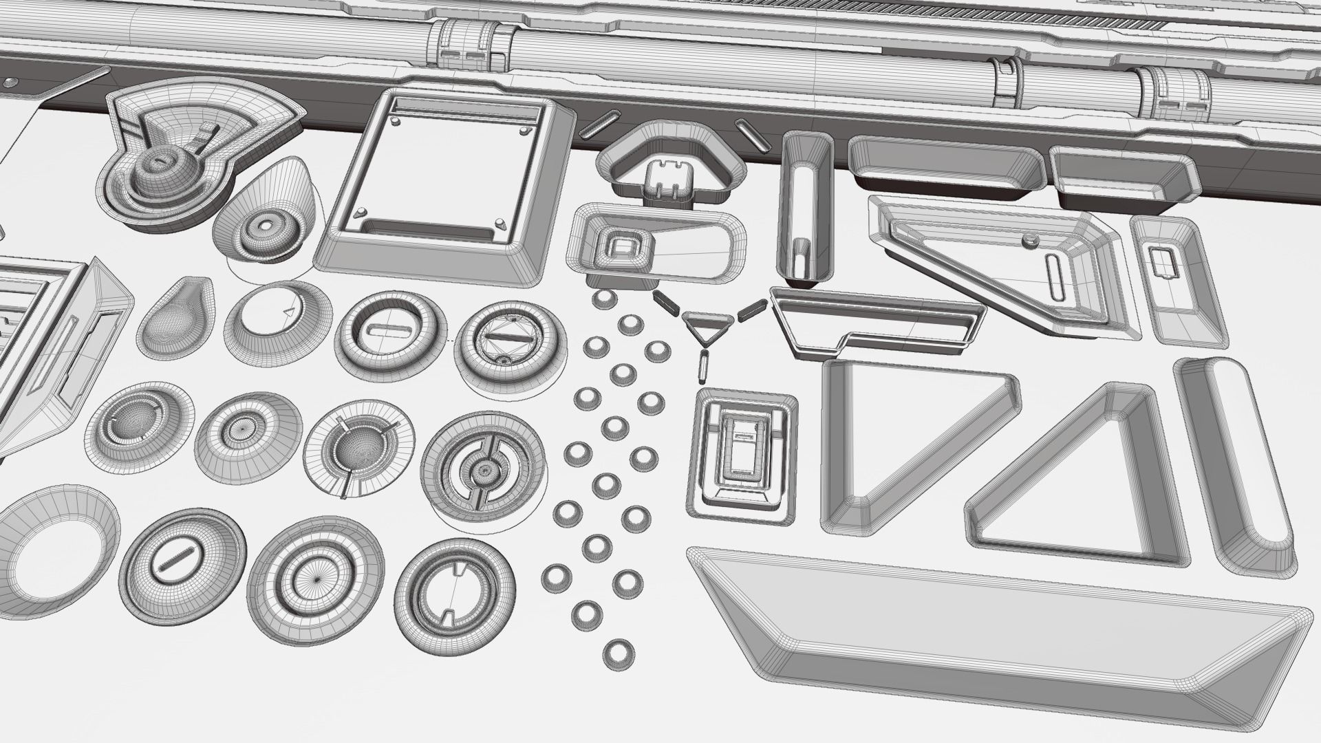 Scifi Trim Sheet High Poly  3D model_3