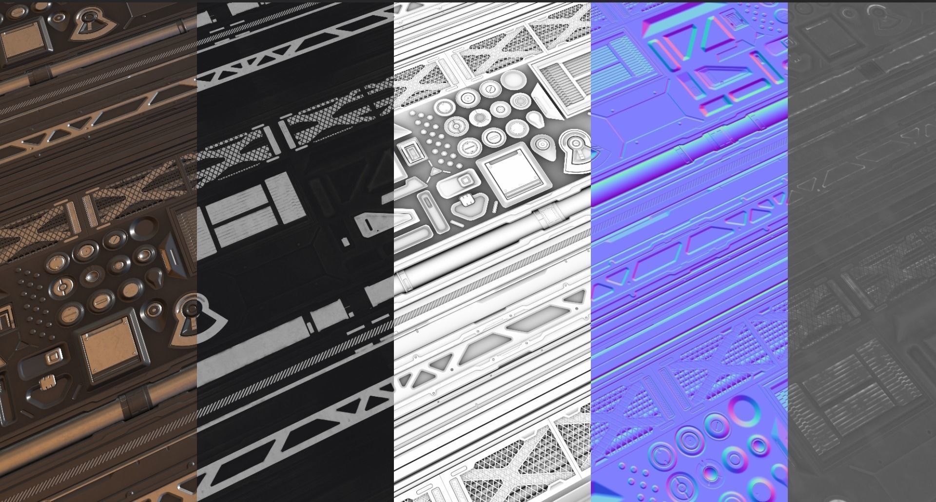 Scifi Trim Sheet High Poly  3D model_9