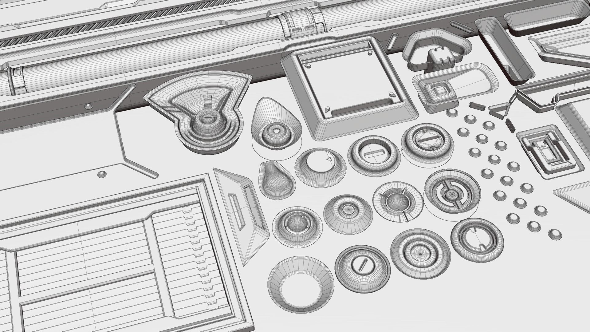Scifi Trim Sheet High Poly  3D model_2
