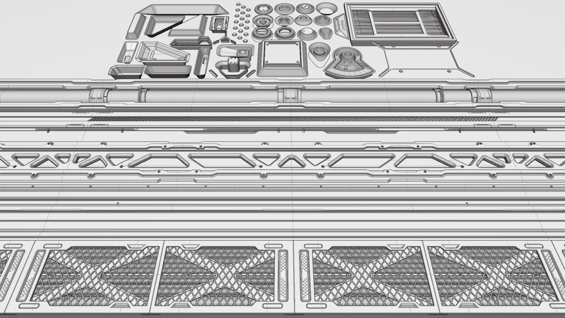 Scifi Trim Sheet High Poly  3D model_1