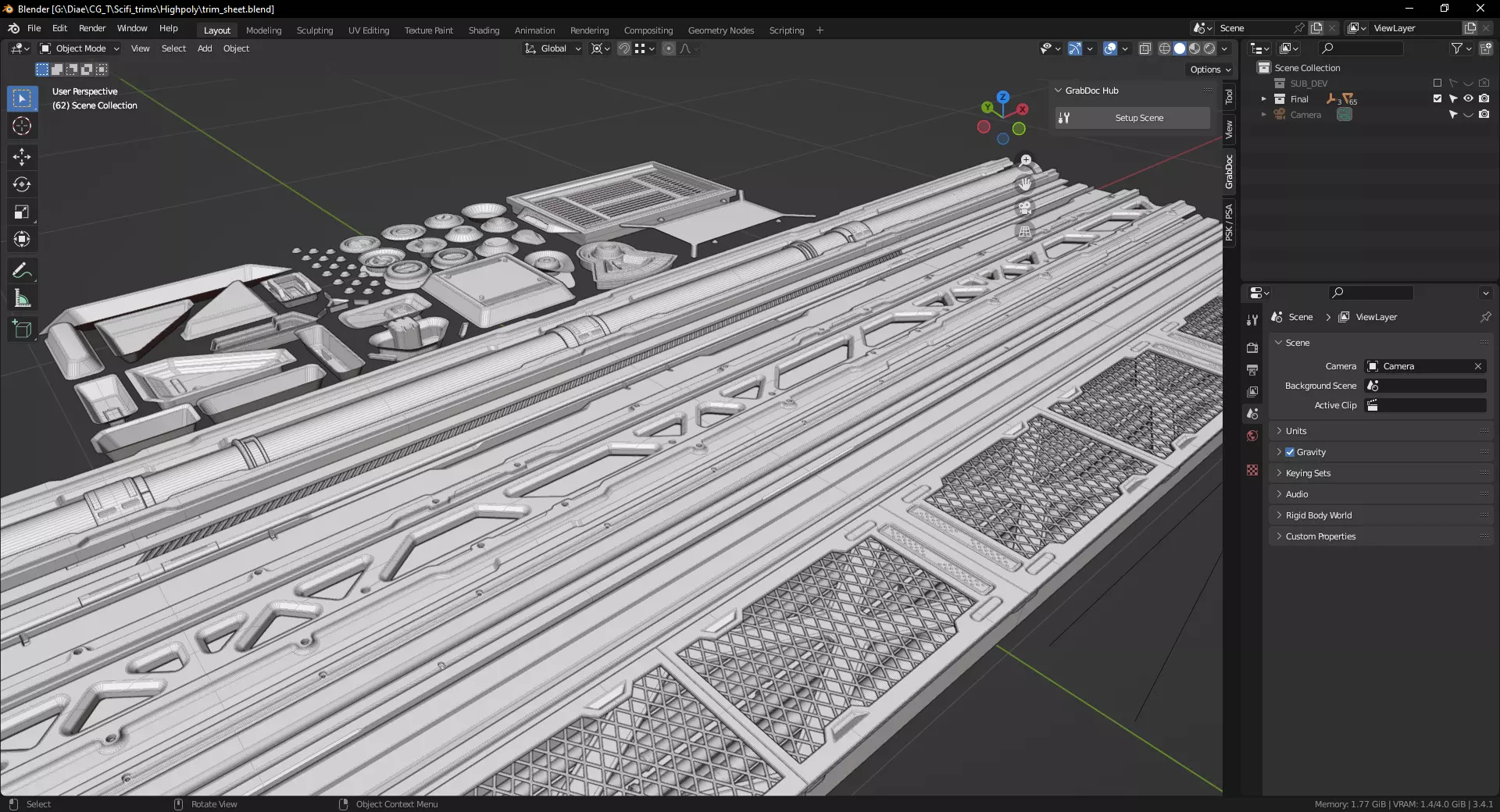 Scifi Trim Sheet High Poly  3D model_0
