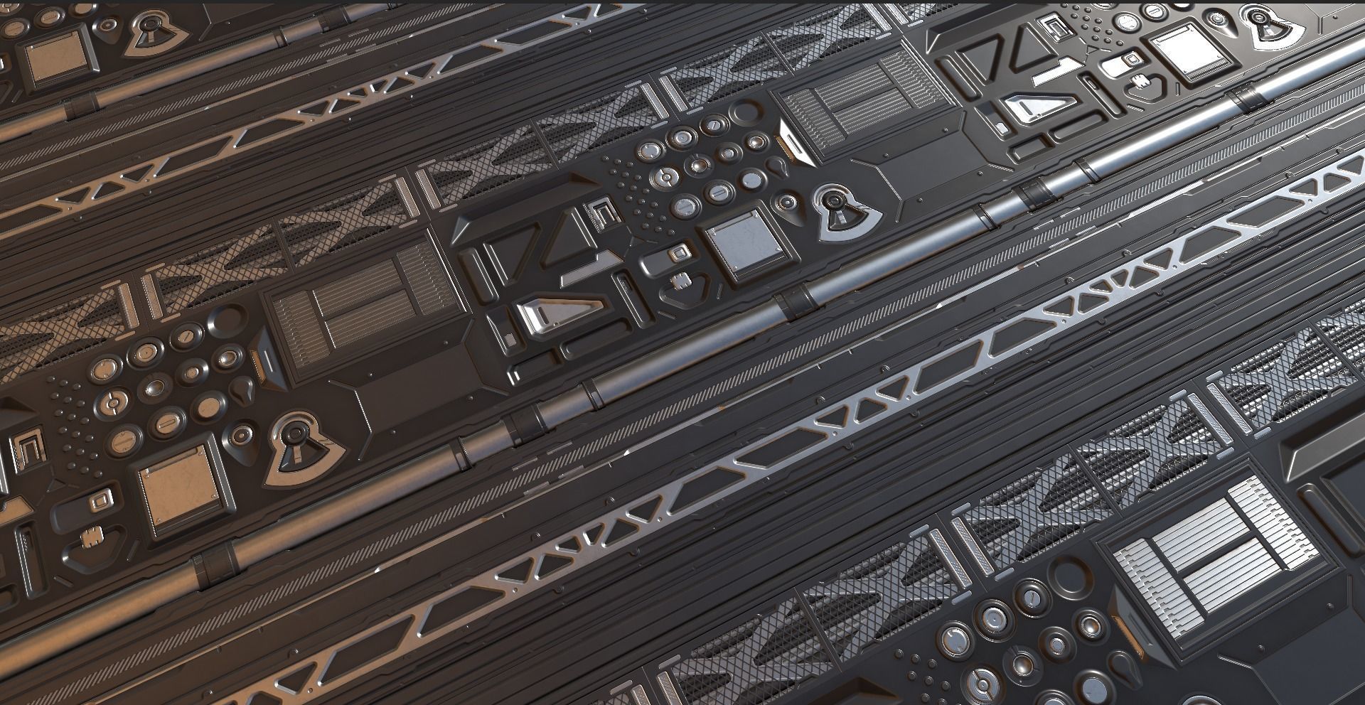 Scifi Trim Sheet High Poly  3D model_10