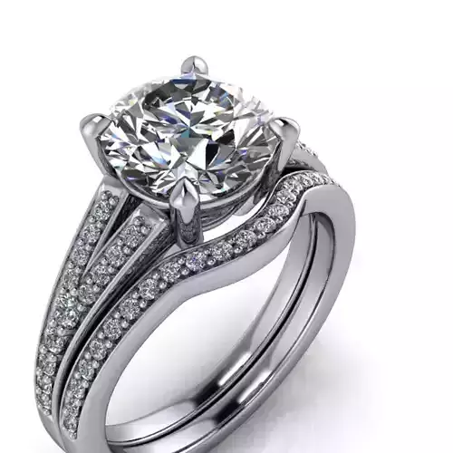 Modern 2CT CenterStone Split Bridal Ring 3D Model