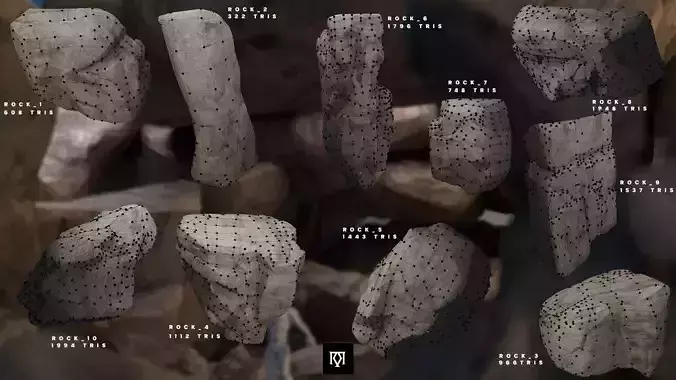 Rocks - Gameready - lowpoly -Pack 10Rocks