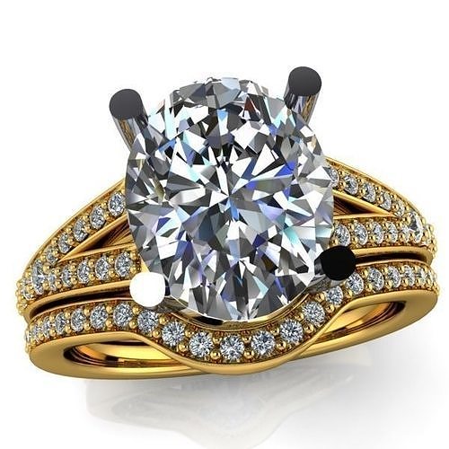 Modern 2Carat Ovalcut Bridal Ring 3D Model 3D print model