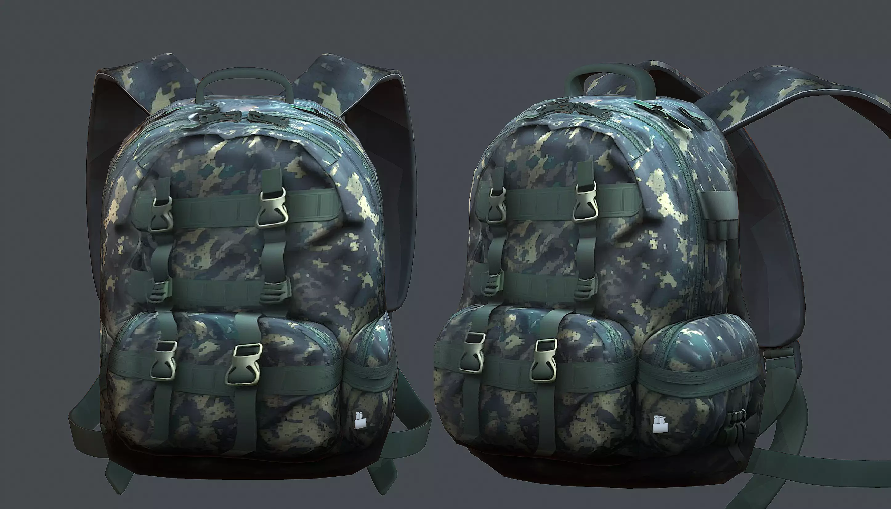 Backpack military combat Black baggage Low-poly 3D model