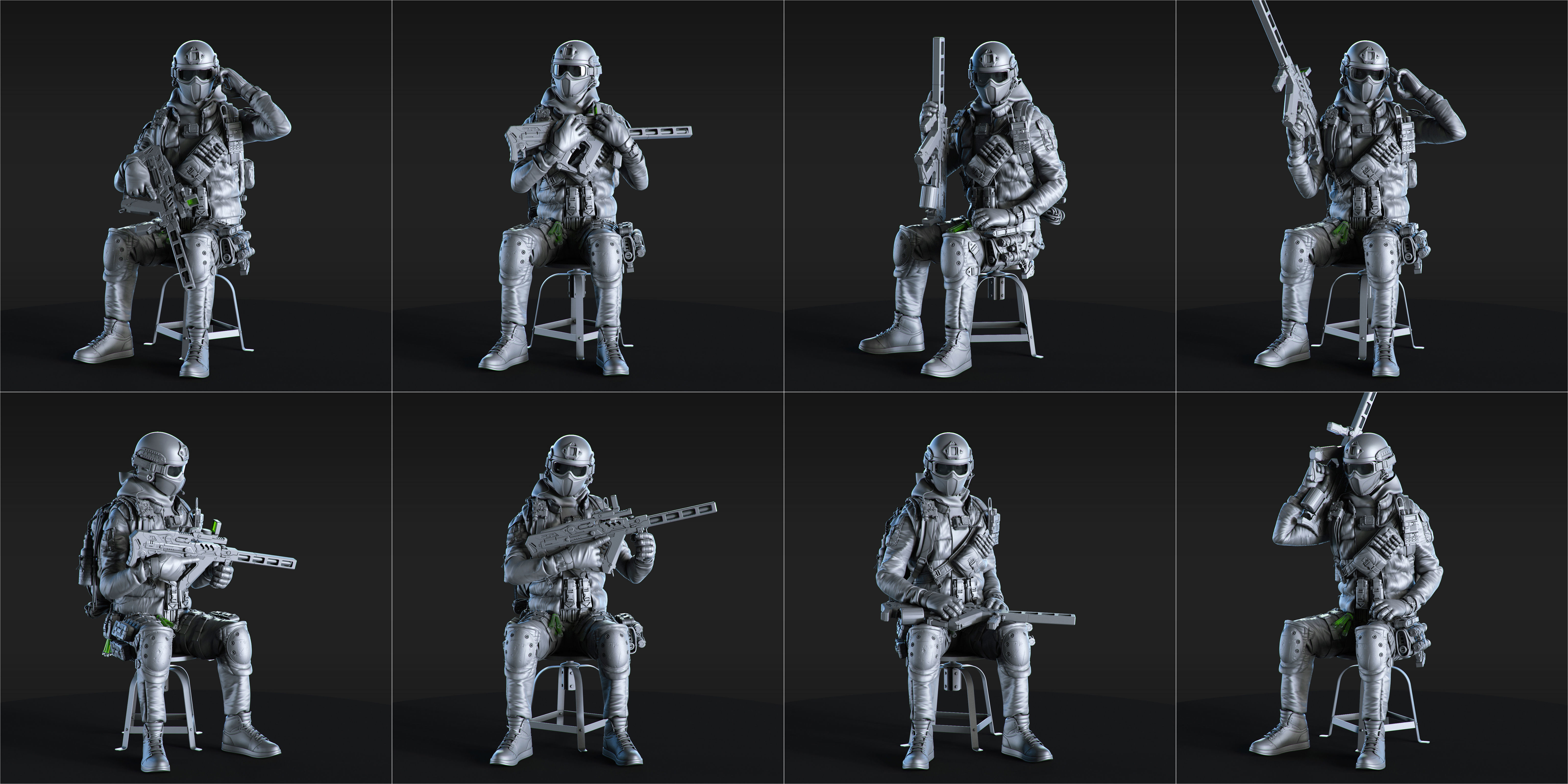 50 HQ Poses 3D models of soldiers 3D model_16