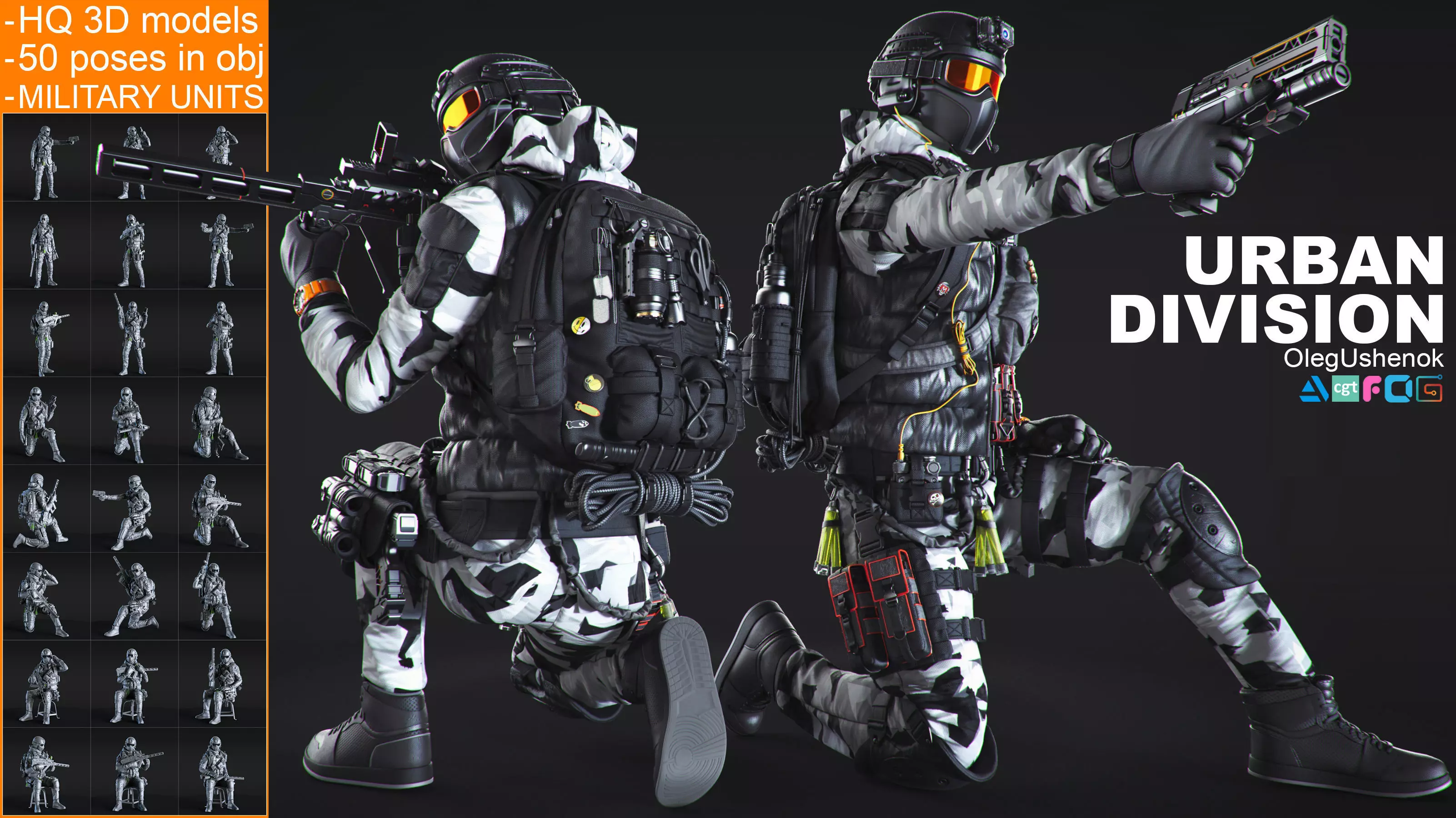 50 HQ Poses 3D models of soldiers 3D model_0