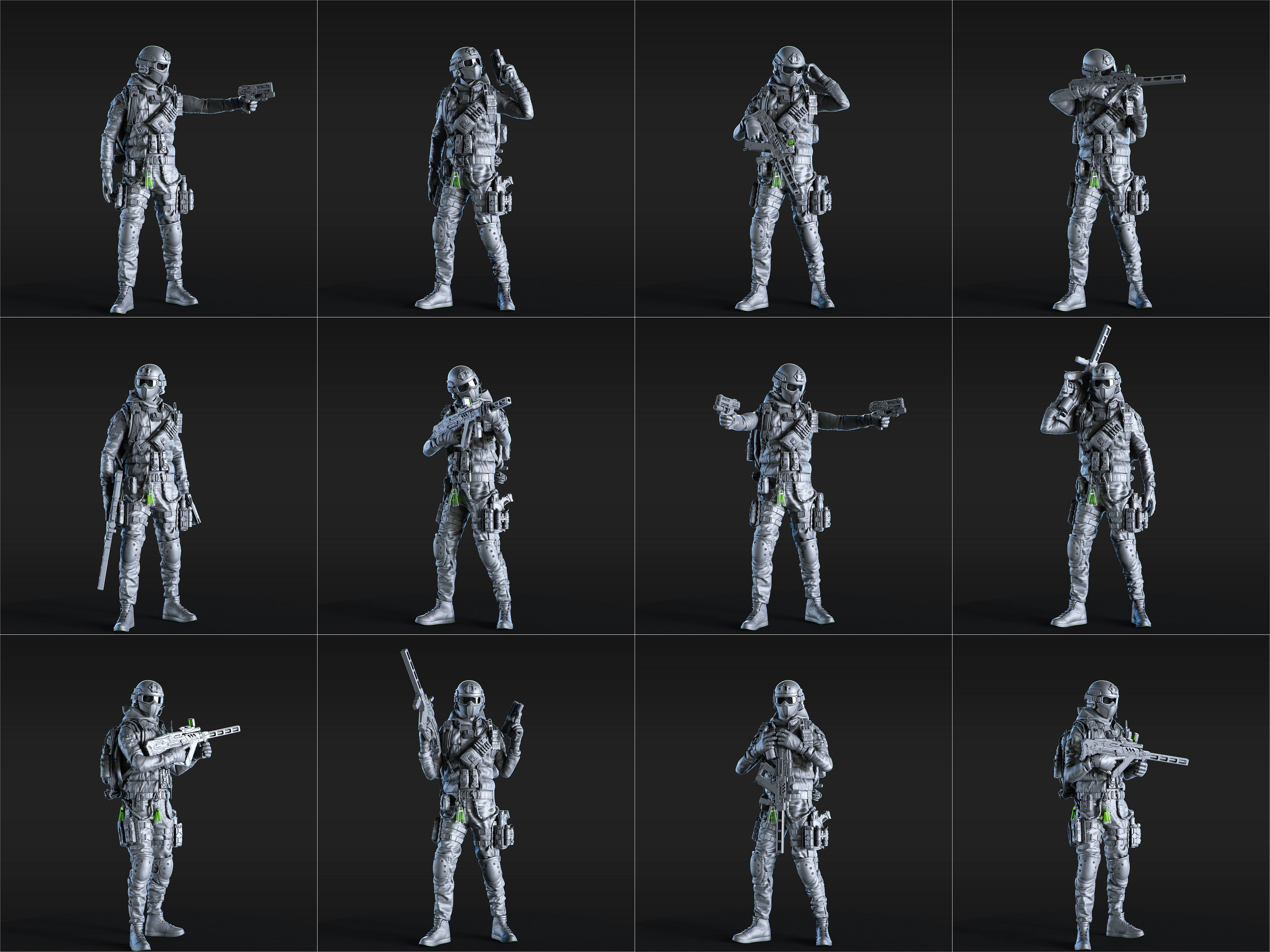 50 HQ Poses 3D models of soldiers 3D model_13