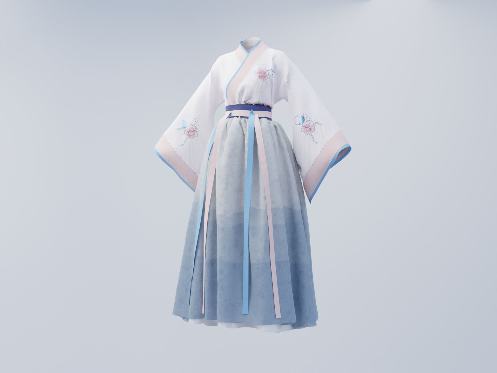 Hanfu Hanbok clothes 3D model 3D model_1