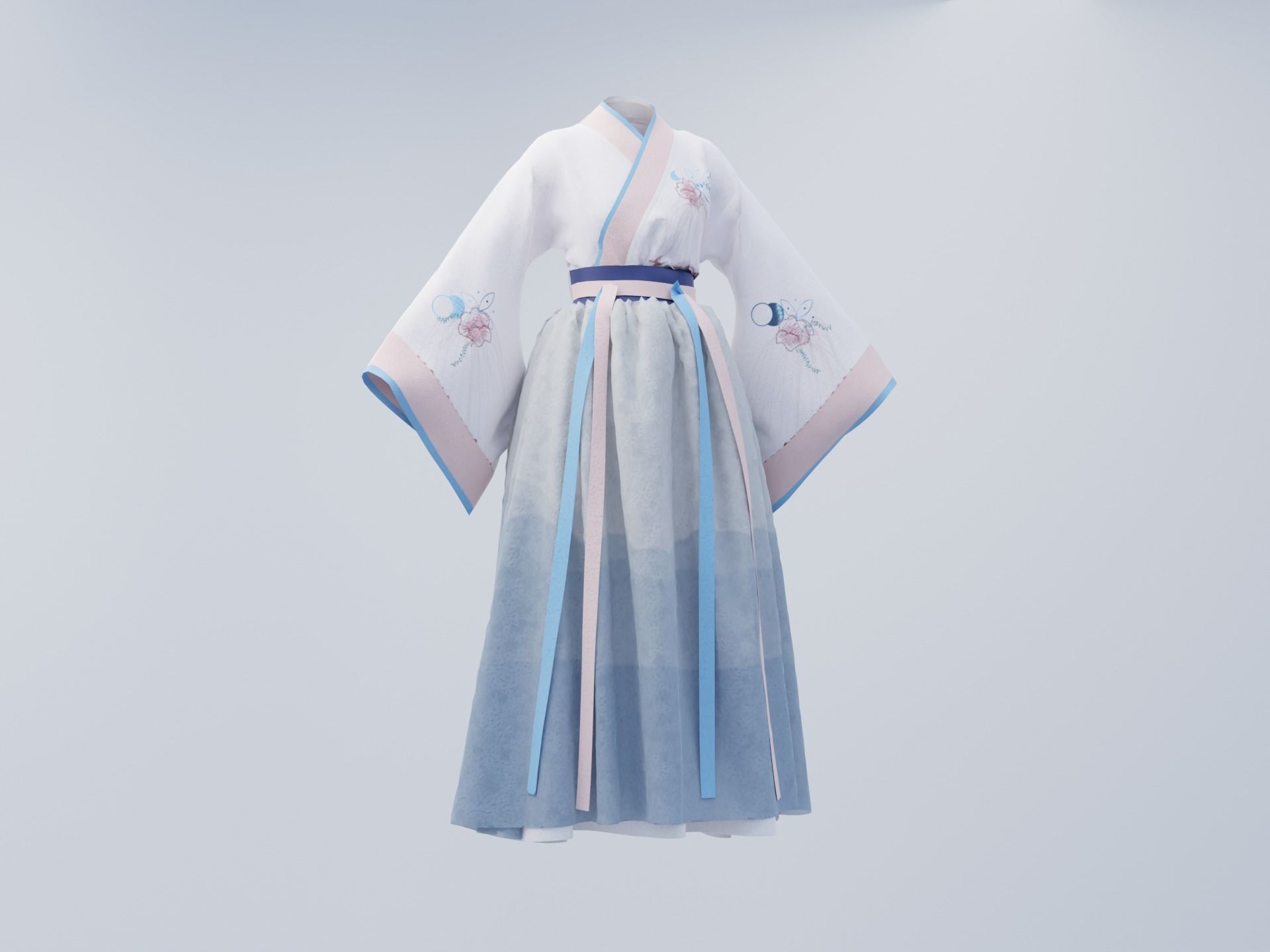 Hanfu Hanbok clothes 3D model 3D model_3