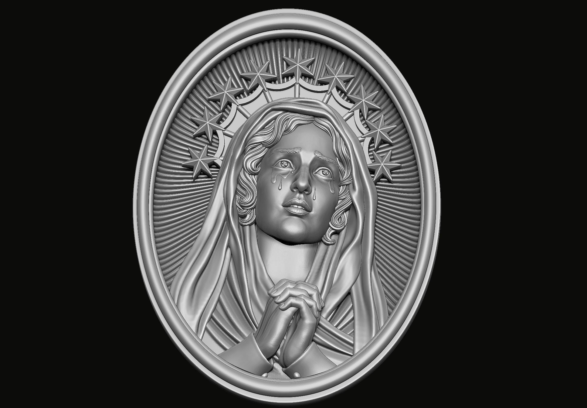 Virgin Mary Pendant 3D print model_3