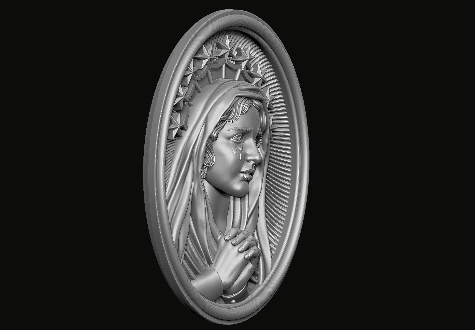 Virgin Mary Pendant 3D print model_4