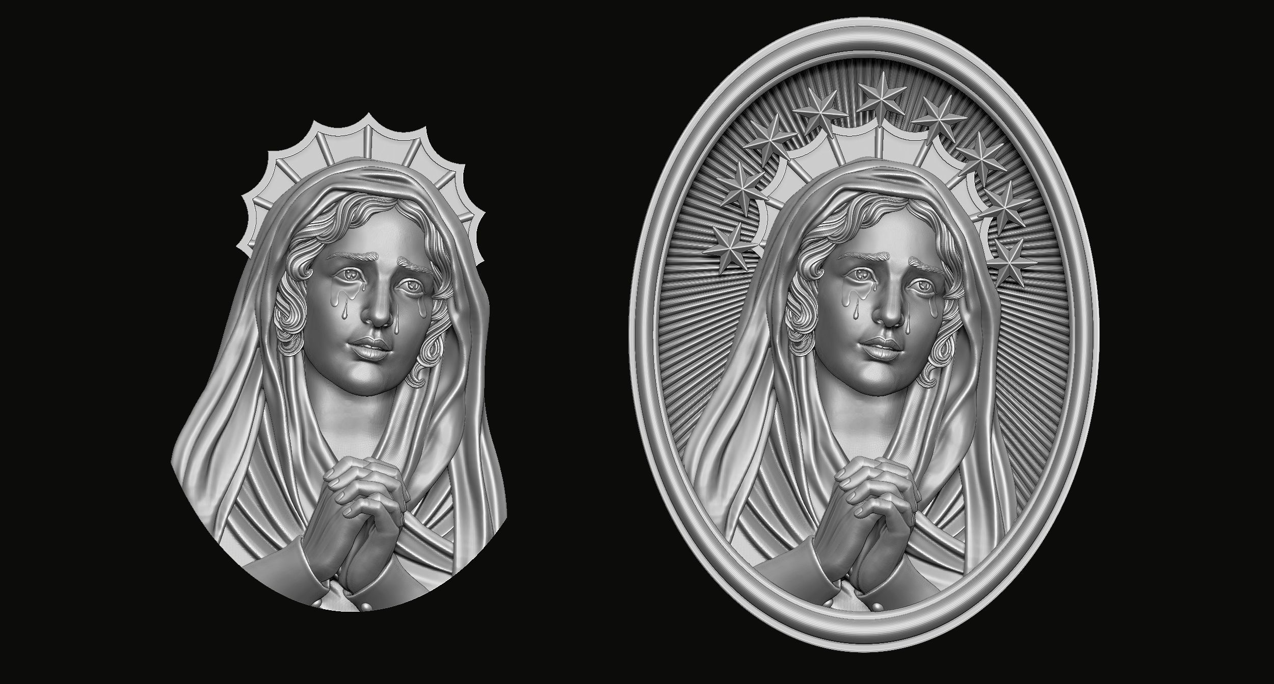 Virgin Mary Pendant 3D print model_1