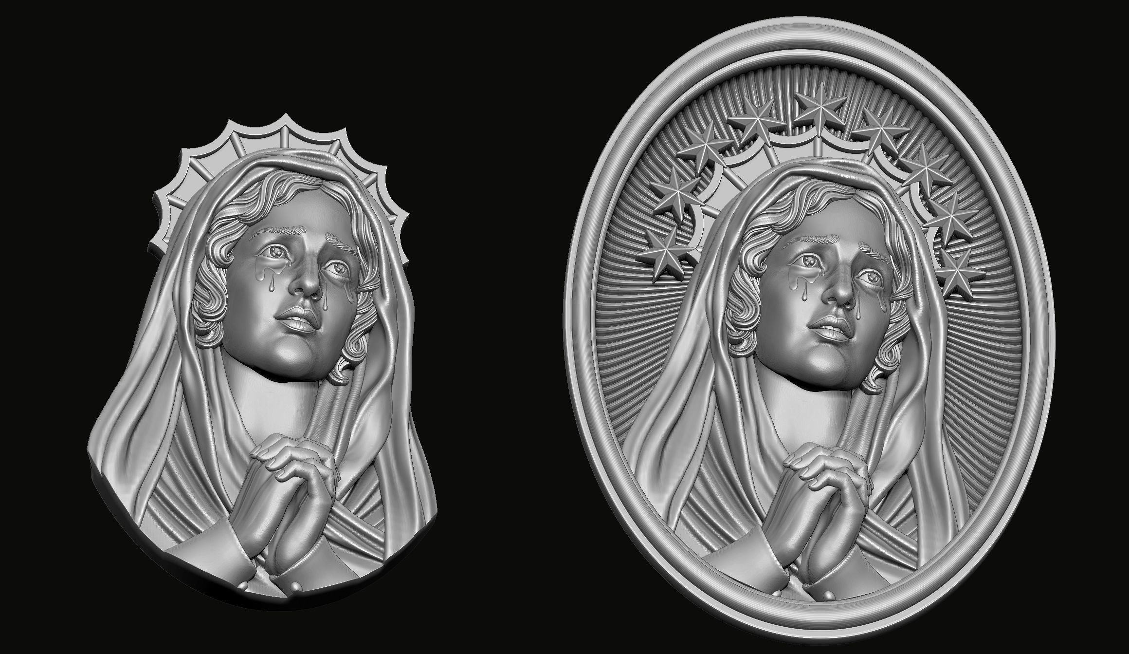 Virgin Mary Pendant 3D print model_2