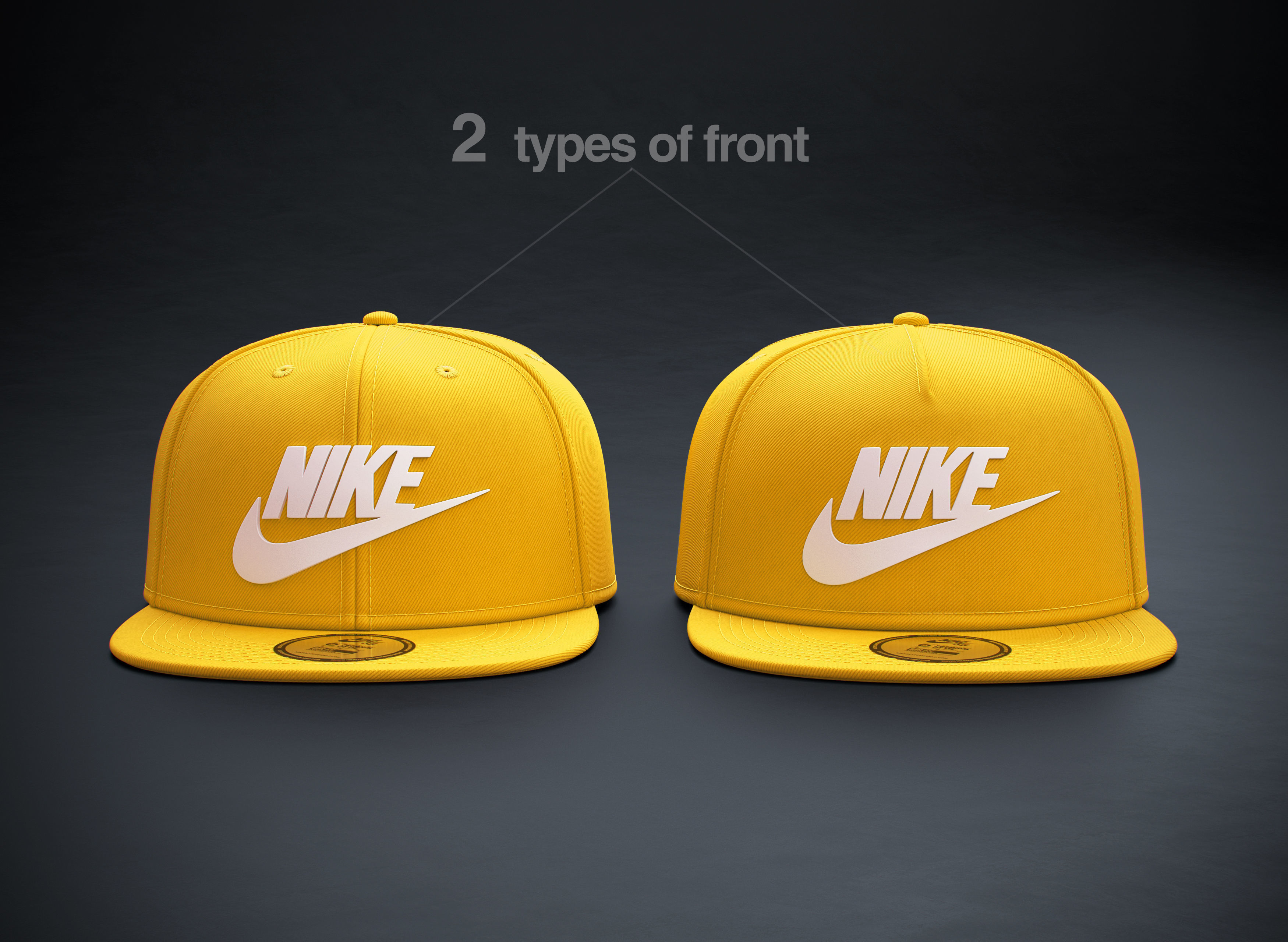 Yellow Snapback Cap  3D model_3