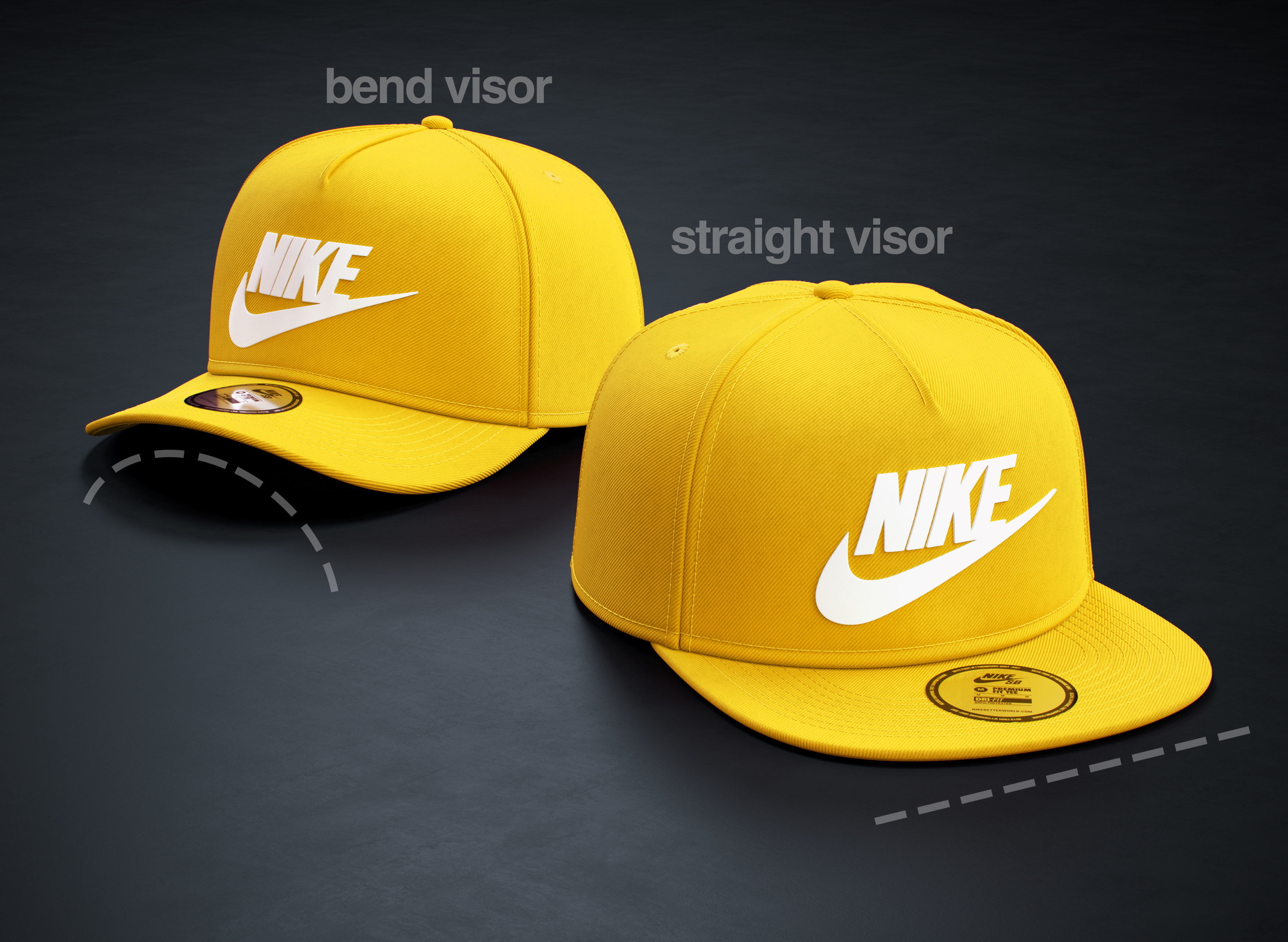 Yellow Snapback Cap  3D model_2