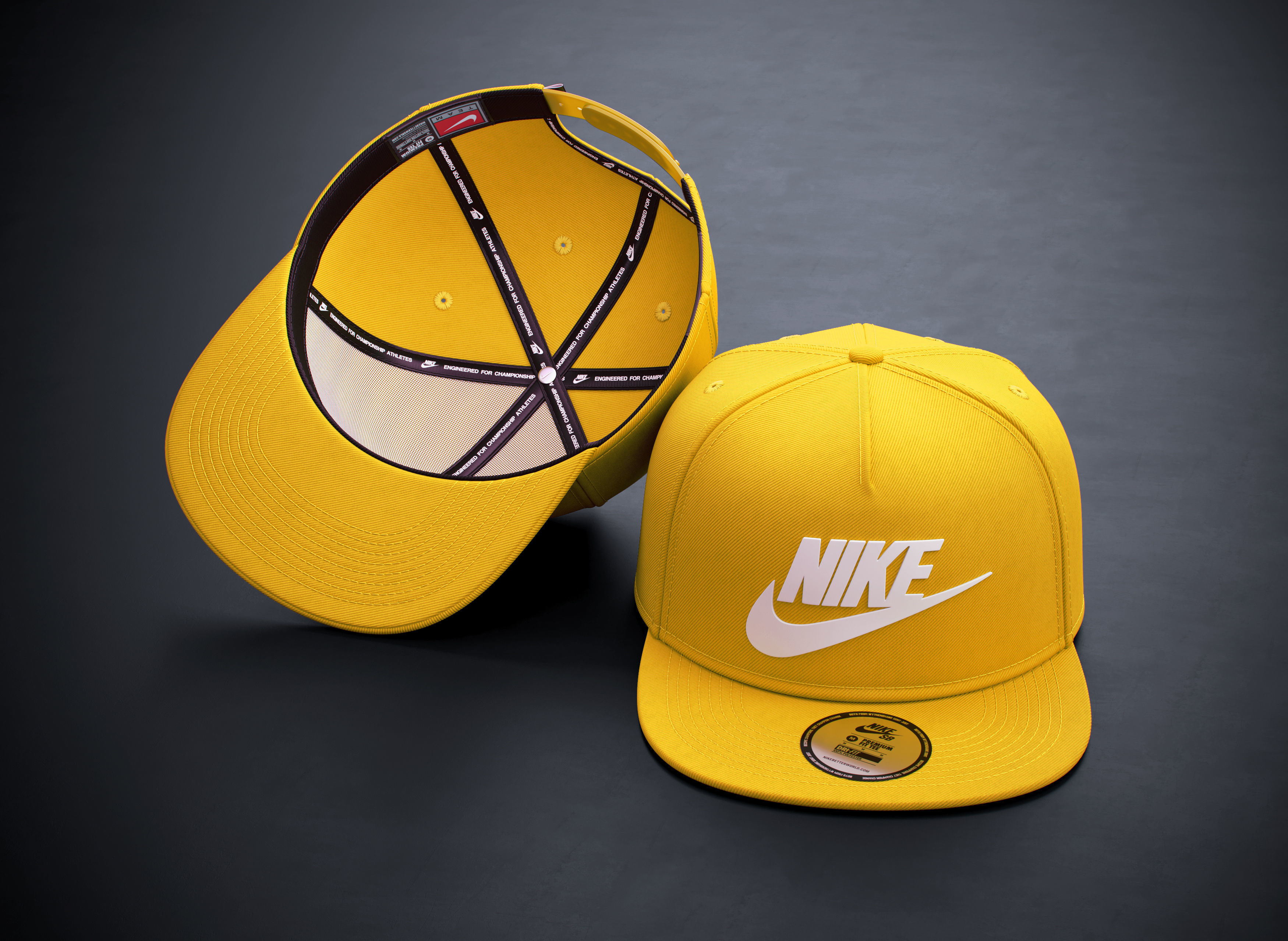 Yellow Snapback Cap  3D model_6
