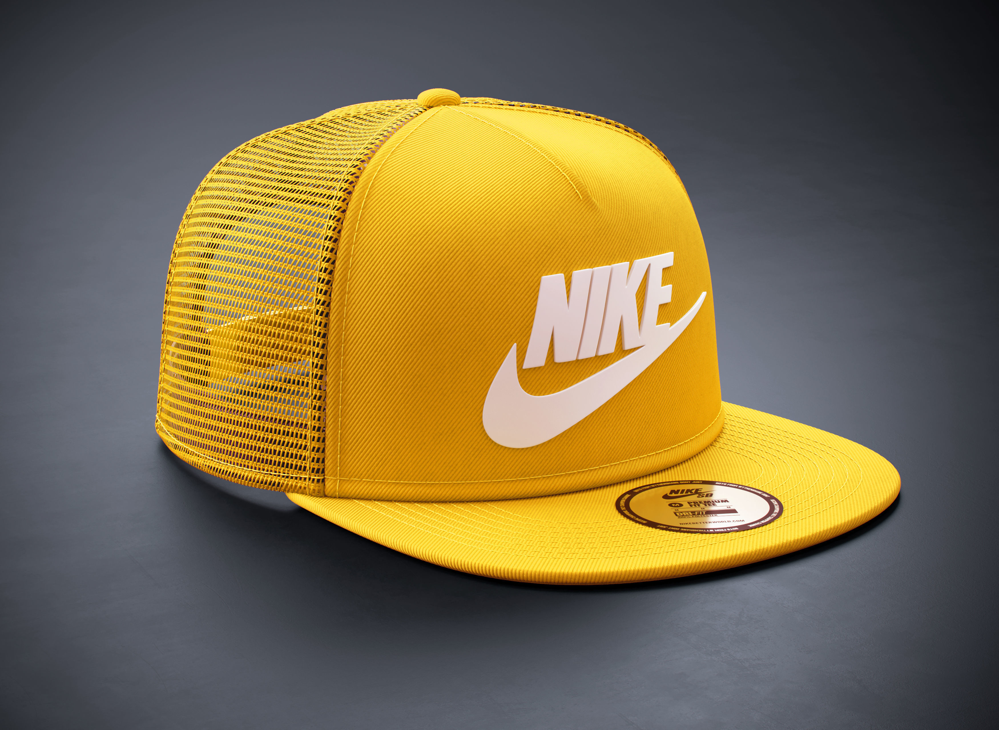 Yellow Snapback Cap  3D model_8