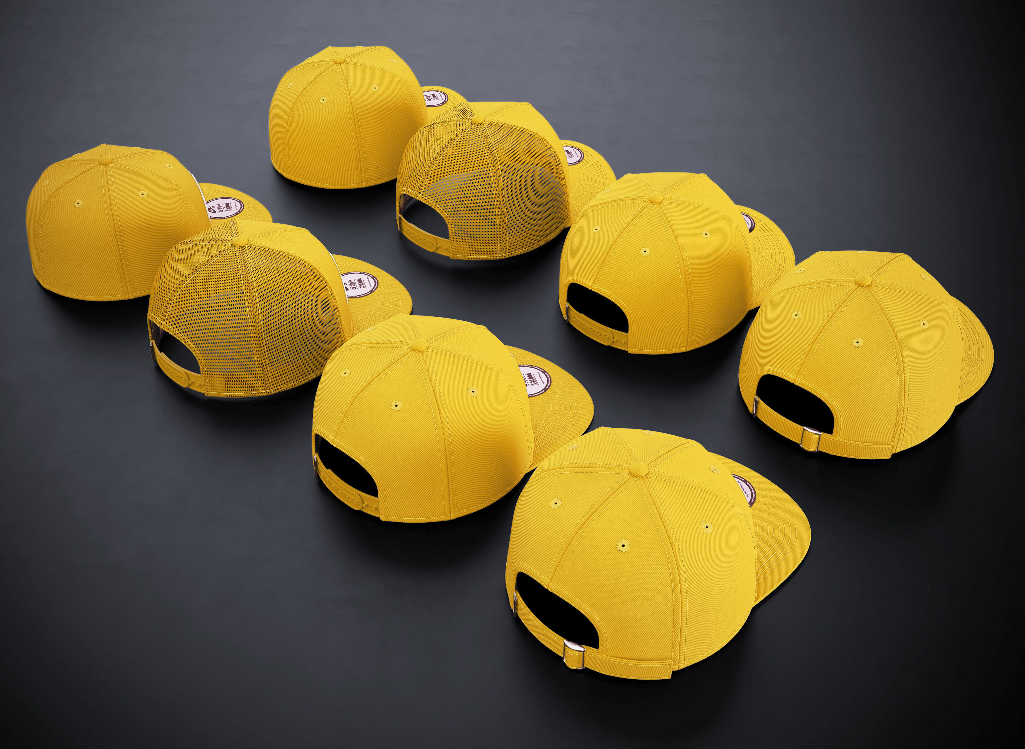 Yellow Snapback Cap  3D model_5