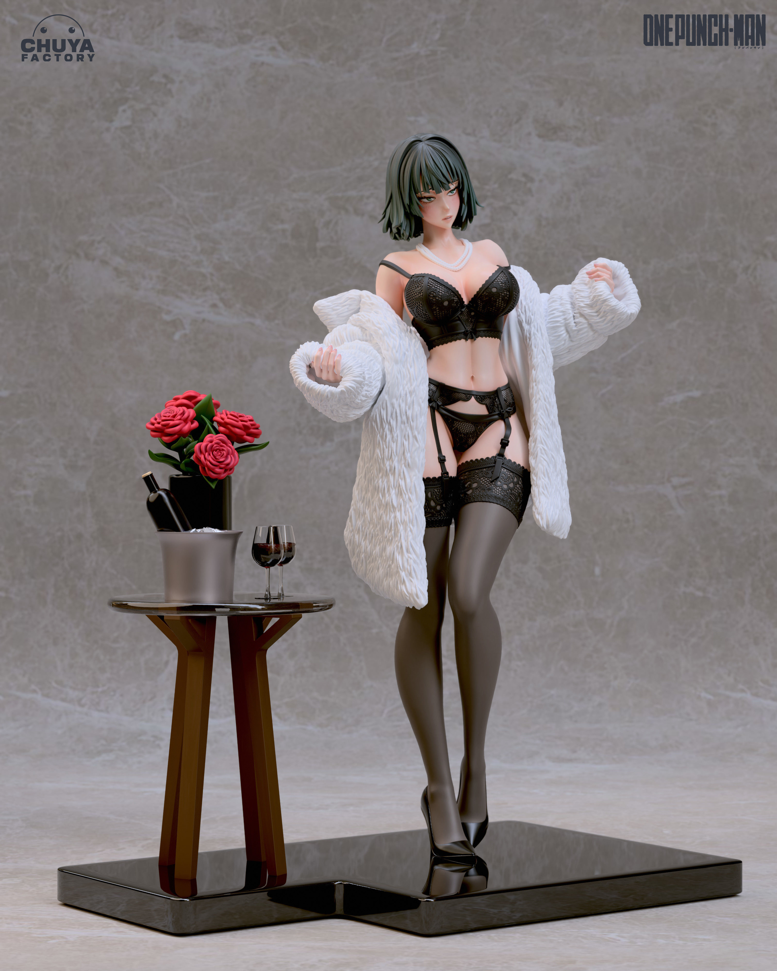 Fubuki anime figure posing on table 3D print model_9