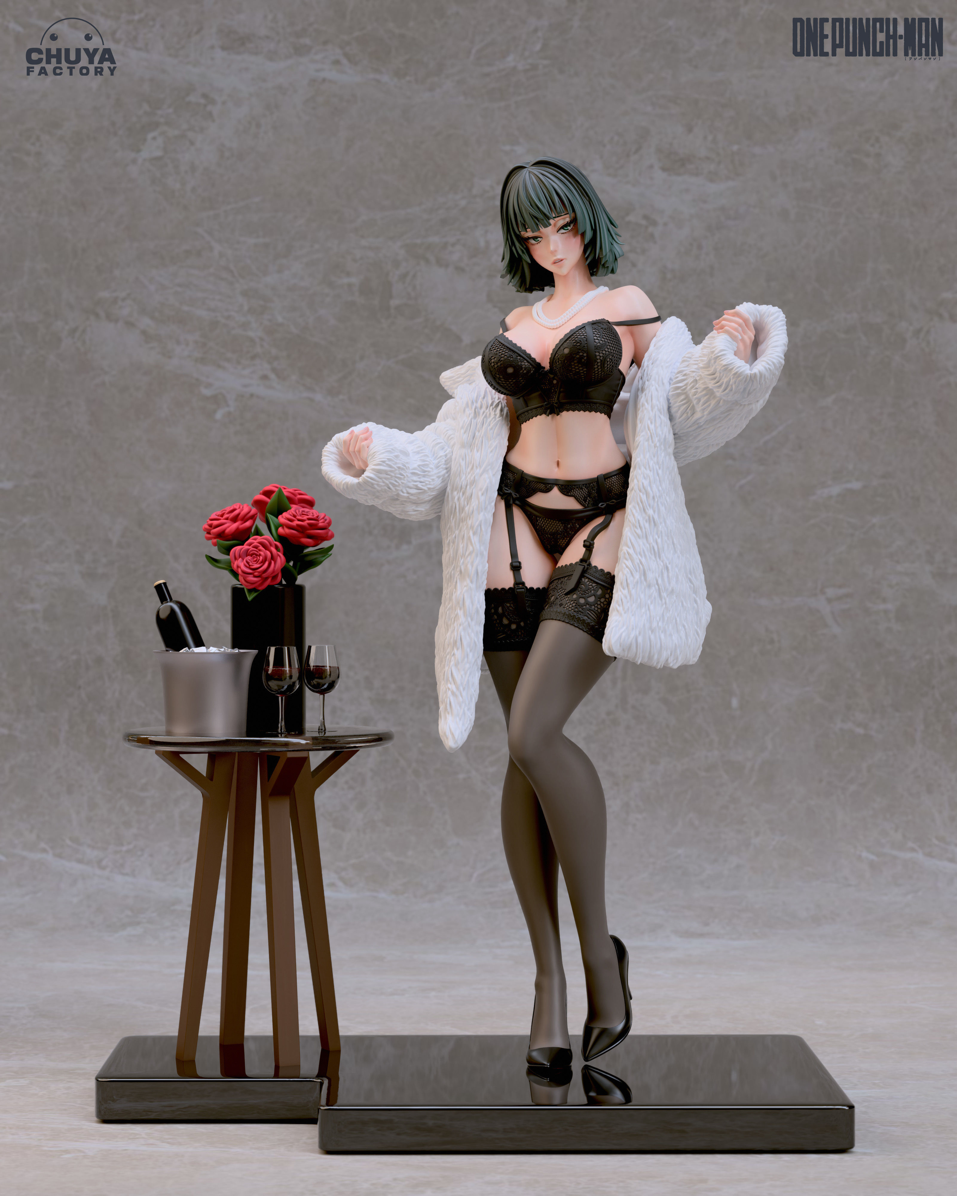 Fubuki anime figure posing on table 3D print model_1