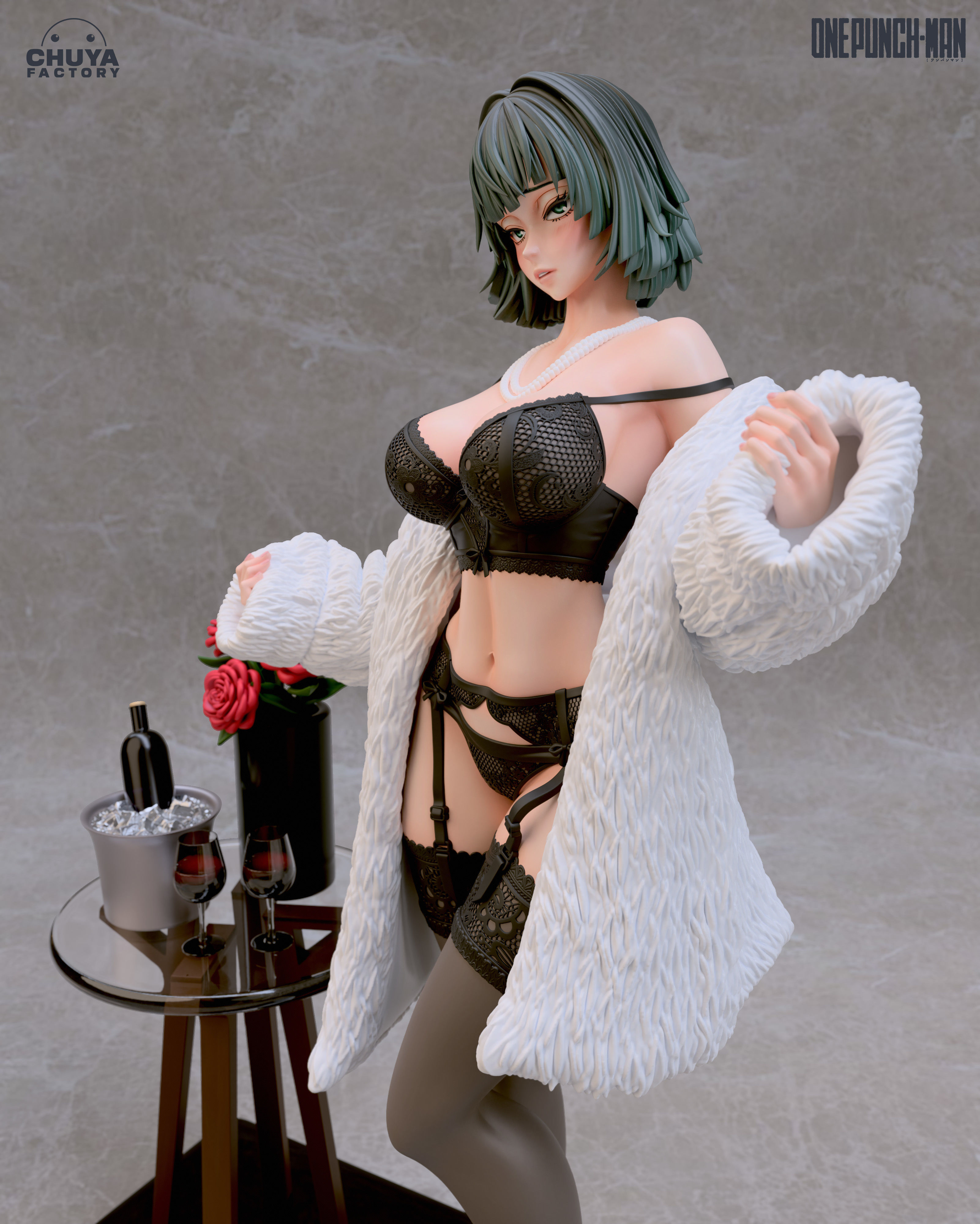 Fubuki anime figure posing on table 3D print model_2