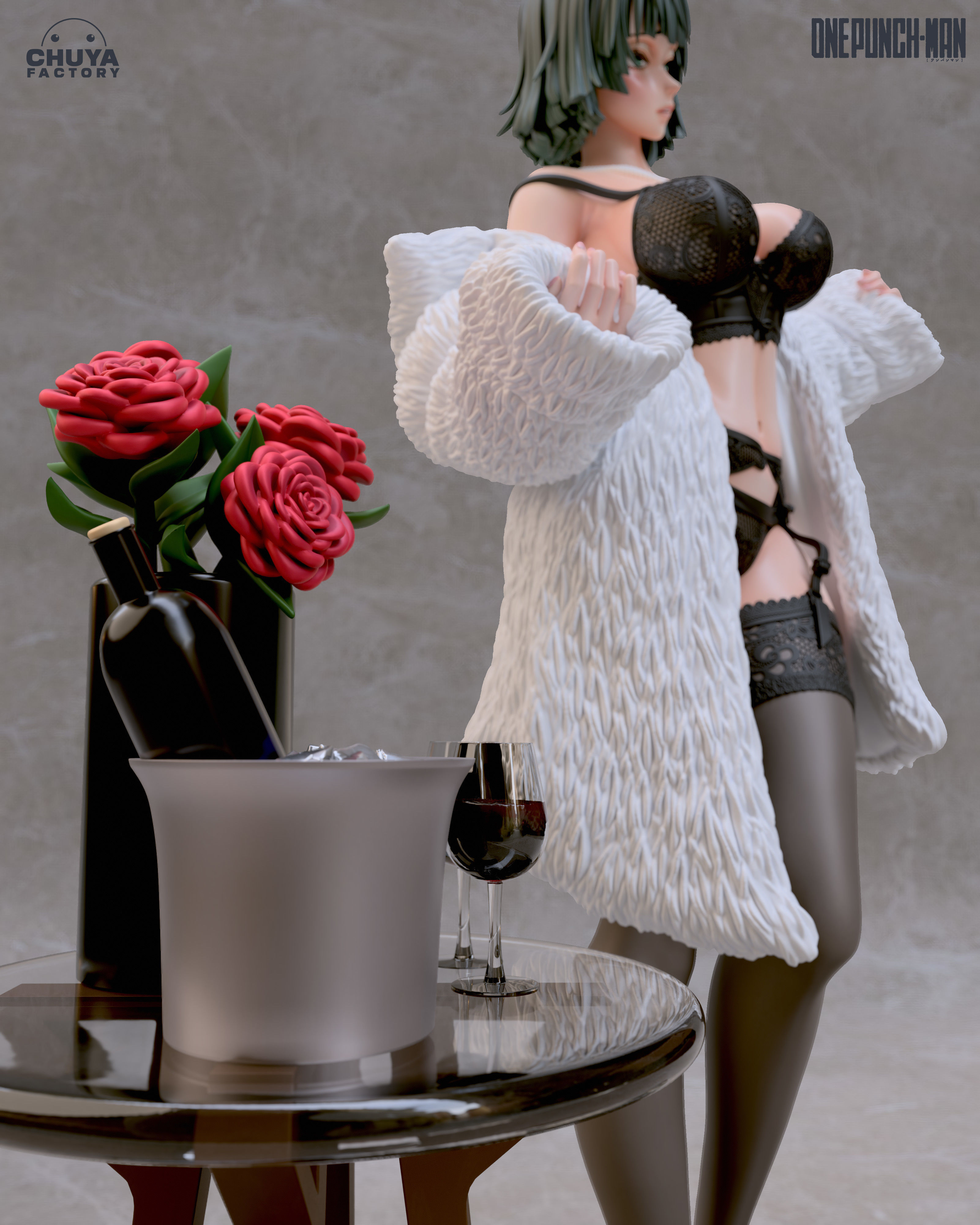 Fubuki anime figure posing on table 3D print model_8