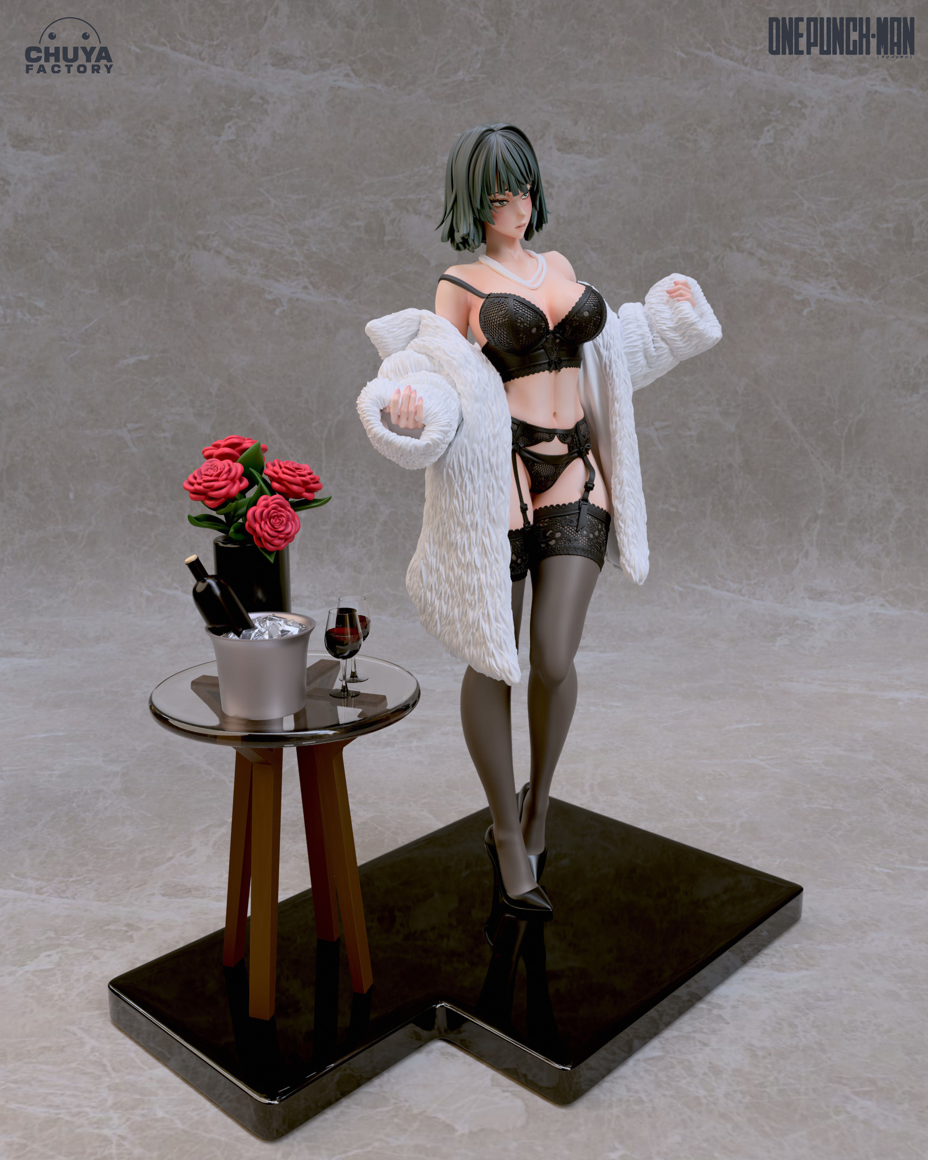 Fubuki anime figure posing on table 3D print model_4