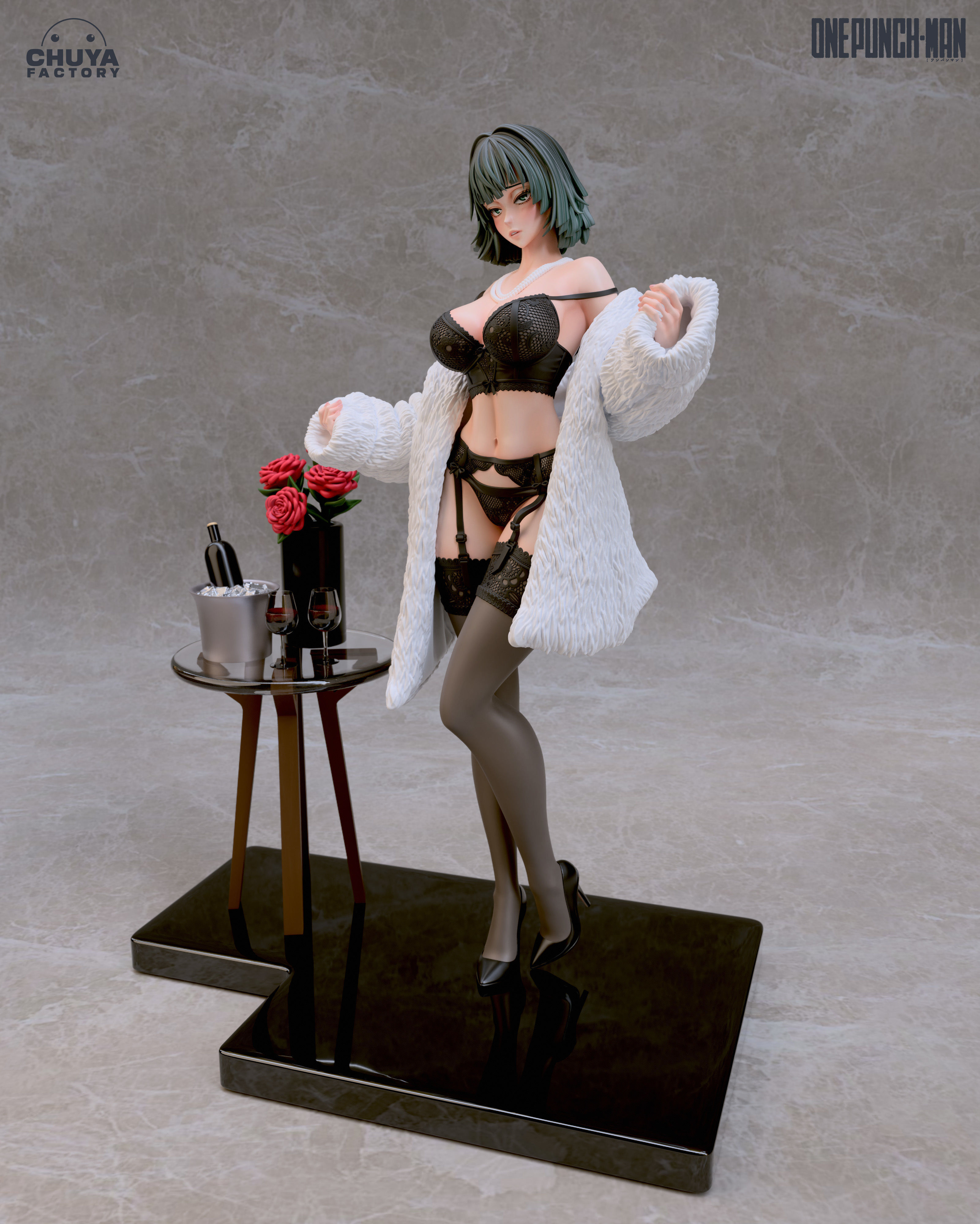 Fubuki anime figure posing on table 3D print model_5