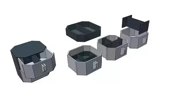 Box with drawers and inserts jewelry box easy print 3D print model