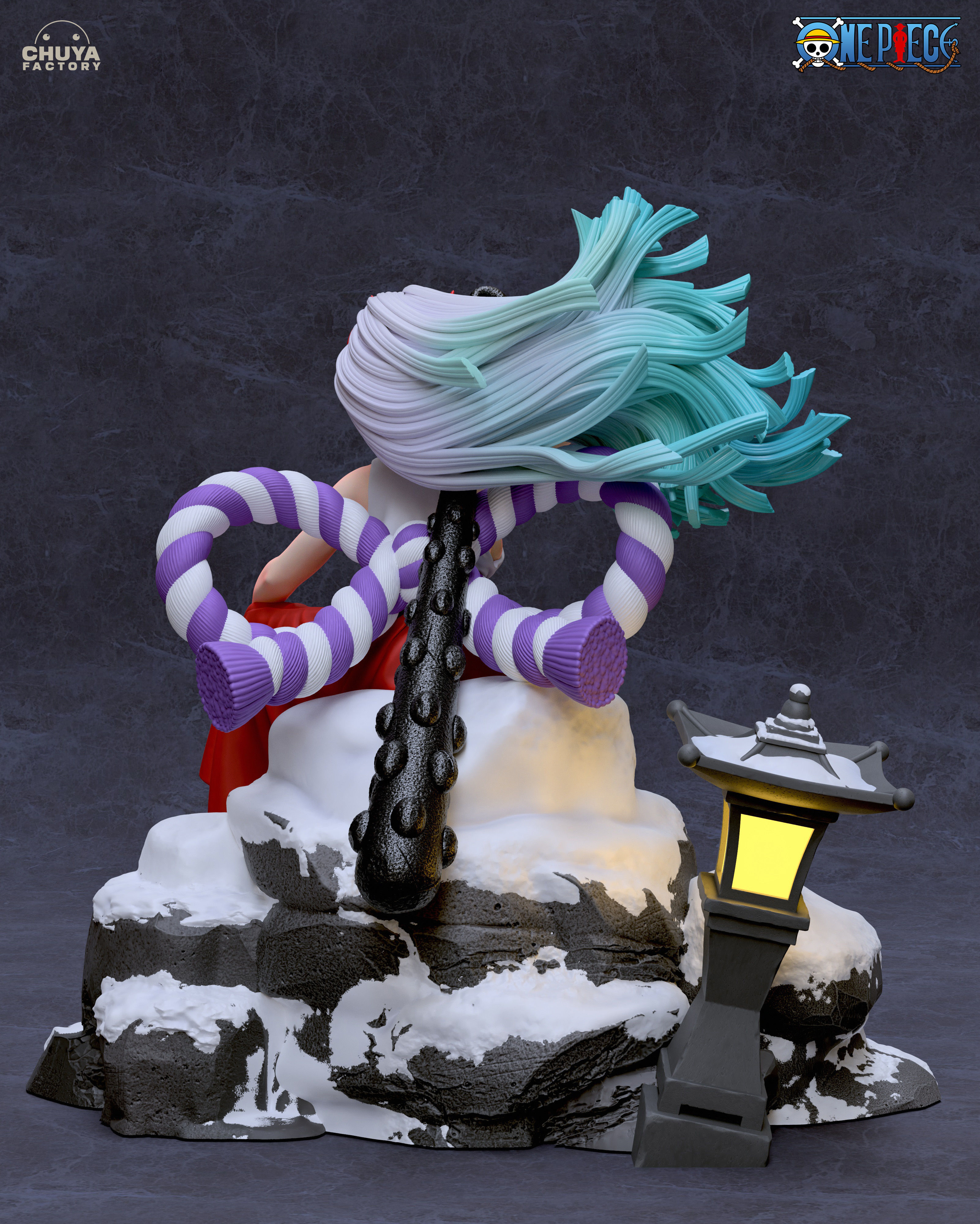 Yamato anime figure on rock 3D print model_3