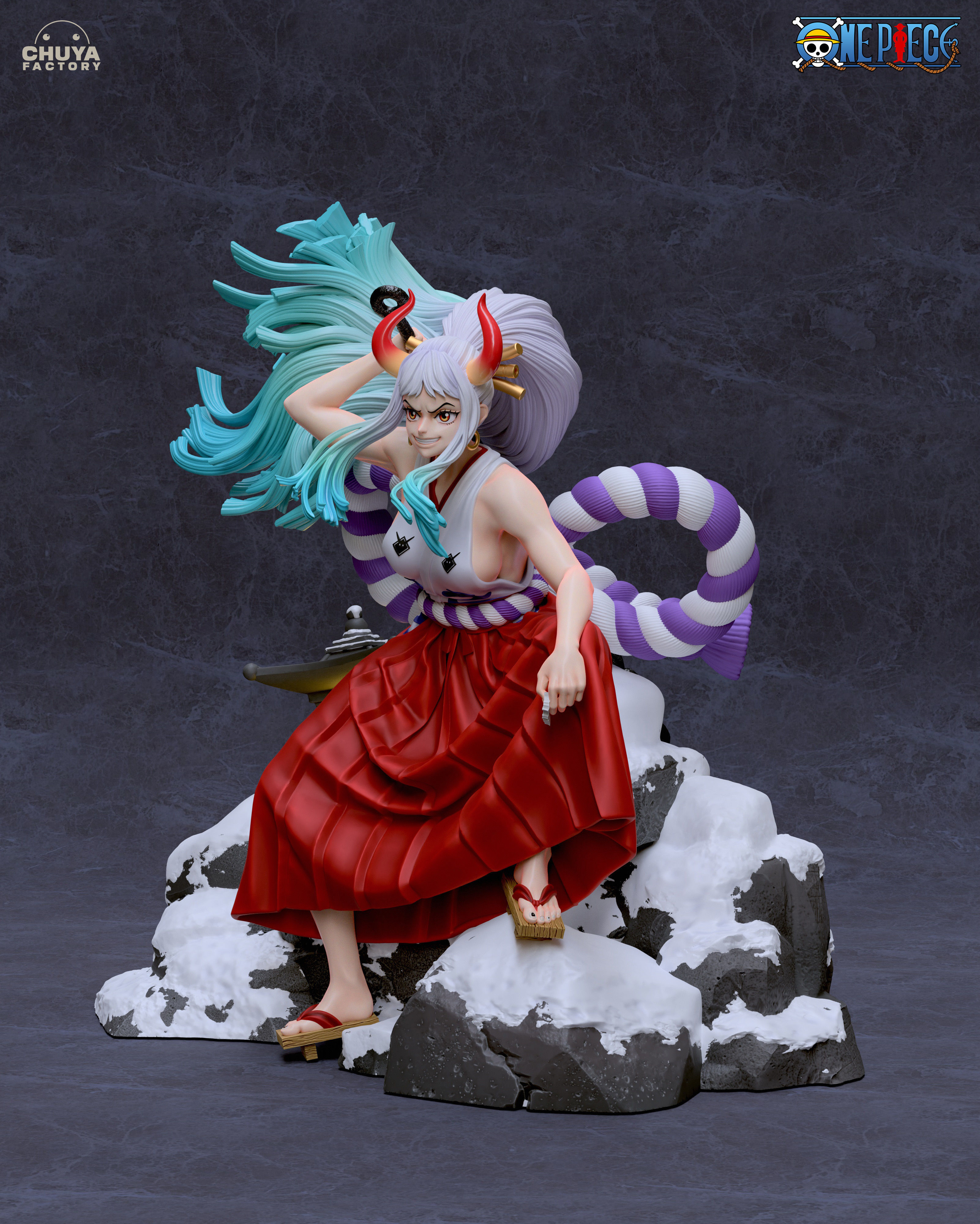 Yamato anime figure on rock 3D print model_2