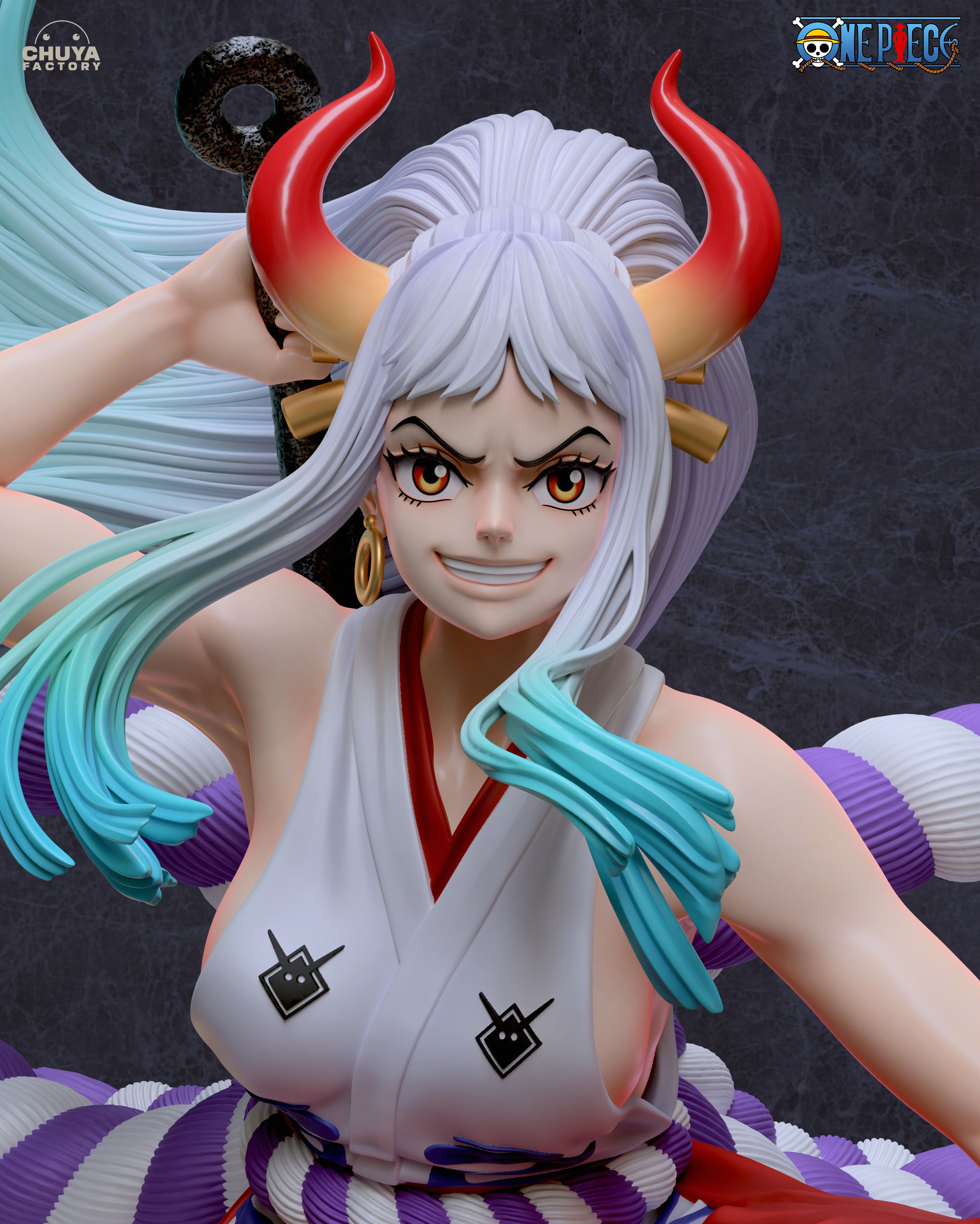 Yamato anime figure on rock 3D print model_5