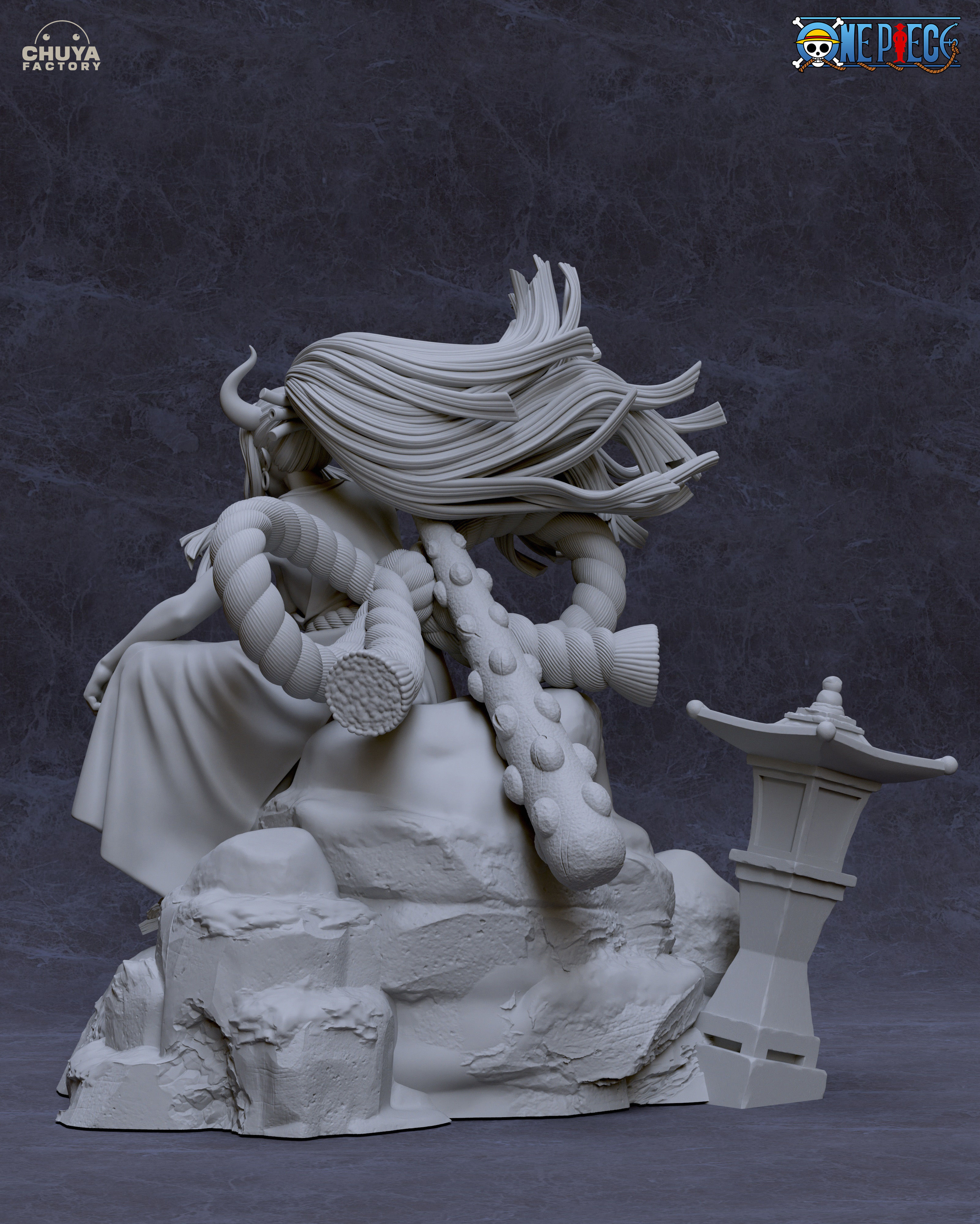 Yamato anime figure on rock 3D print model_9