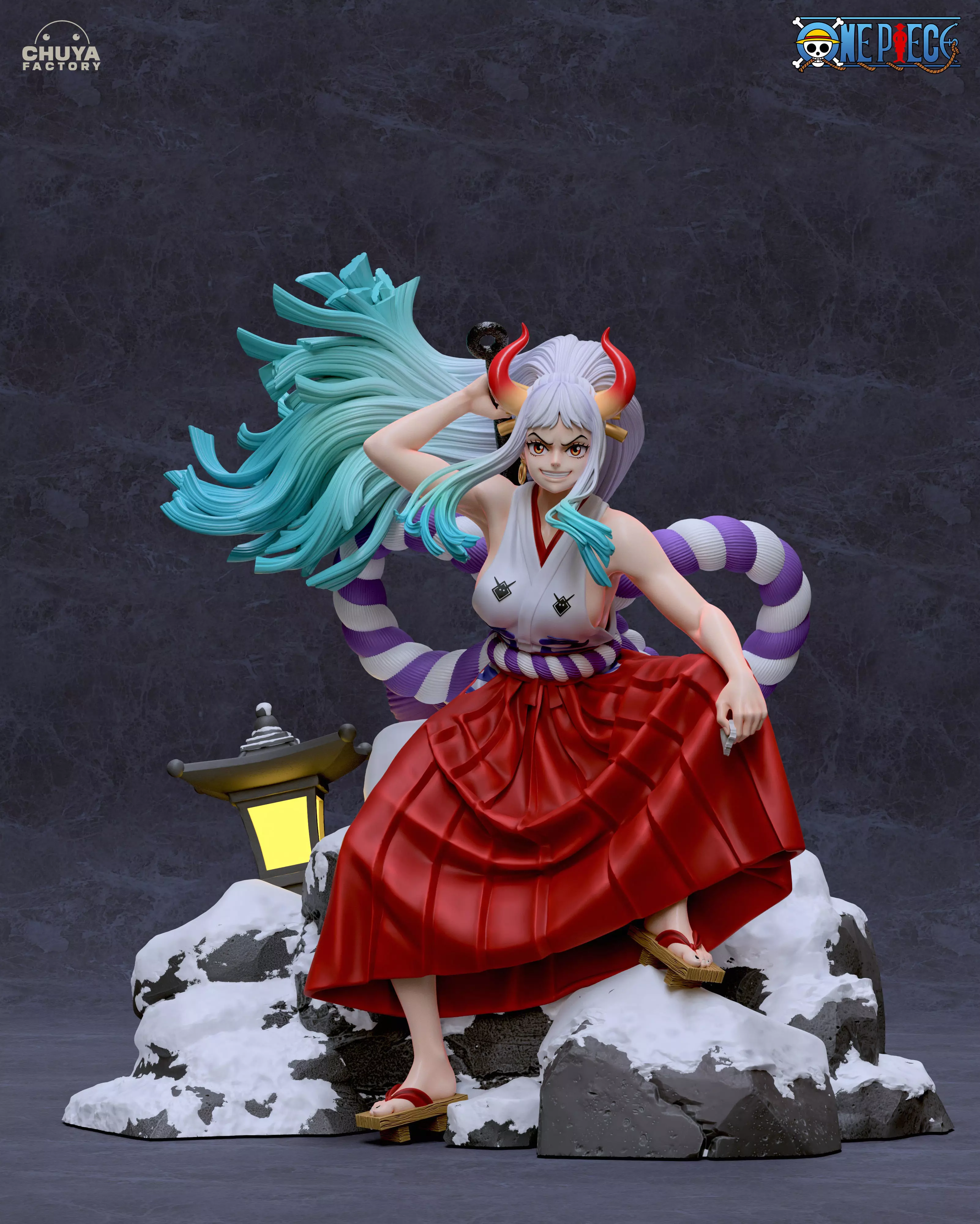 Yamato anime figure on rock 3D print model_0