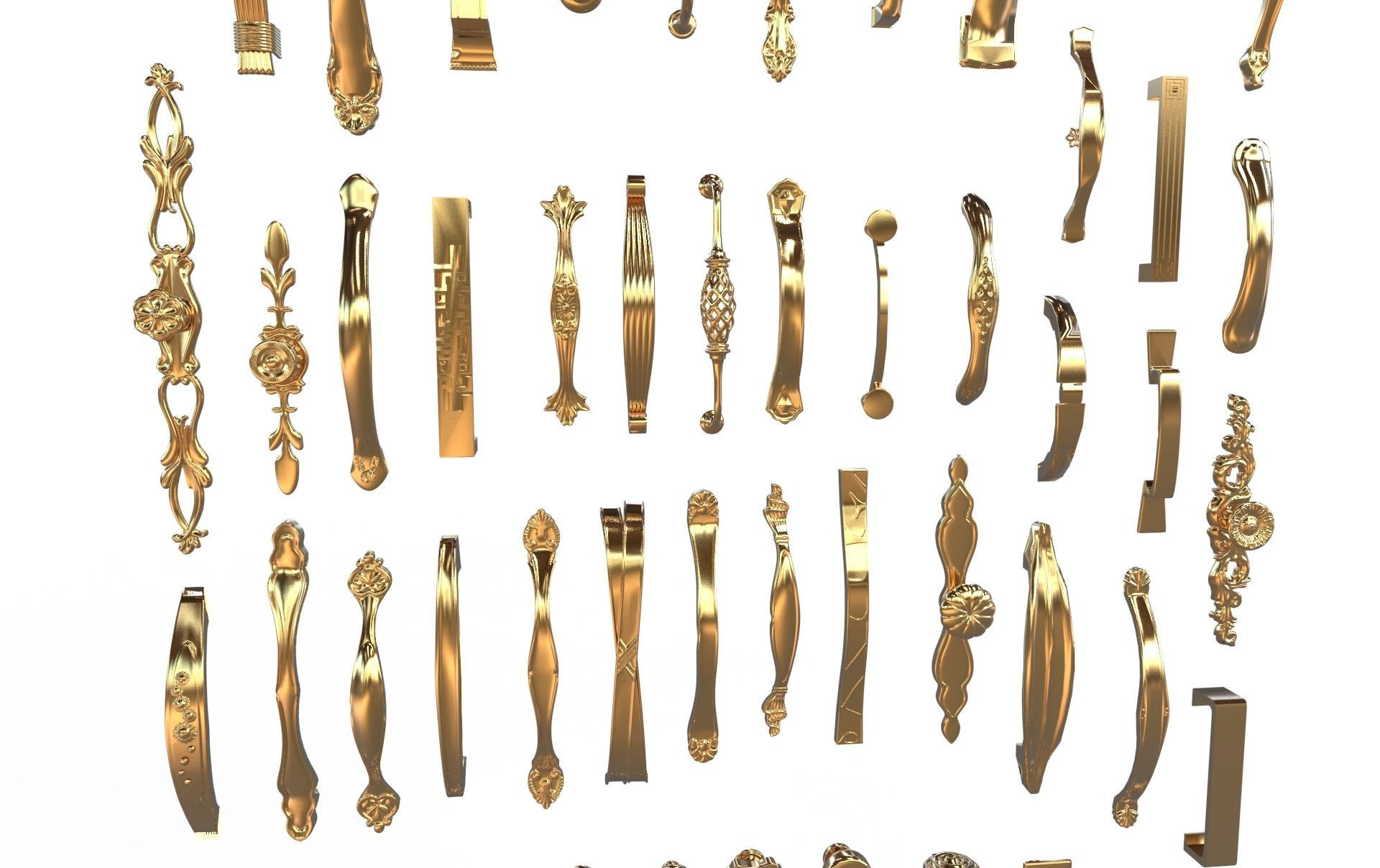 Classical Cabinet pull handle 3d model 3D model_3