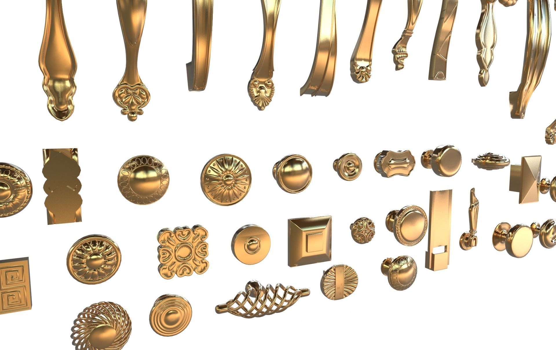 Classical Cabinet pull handle 3d model 3D model_4