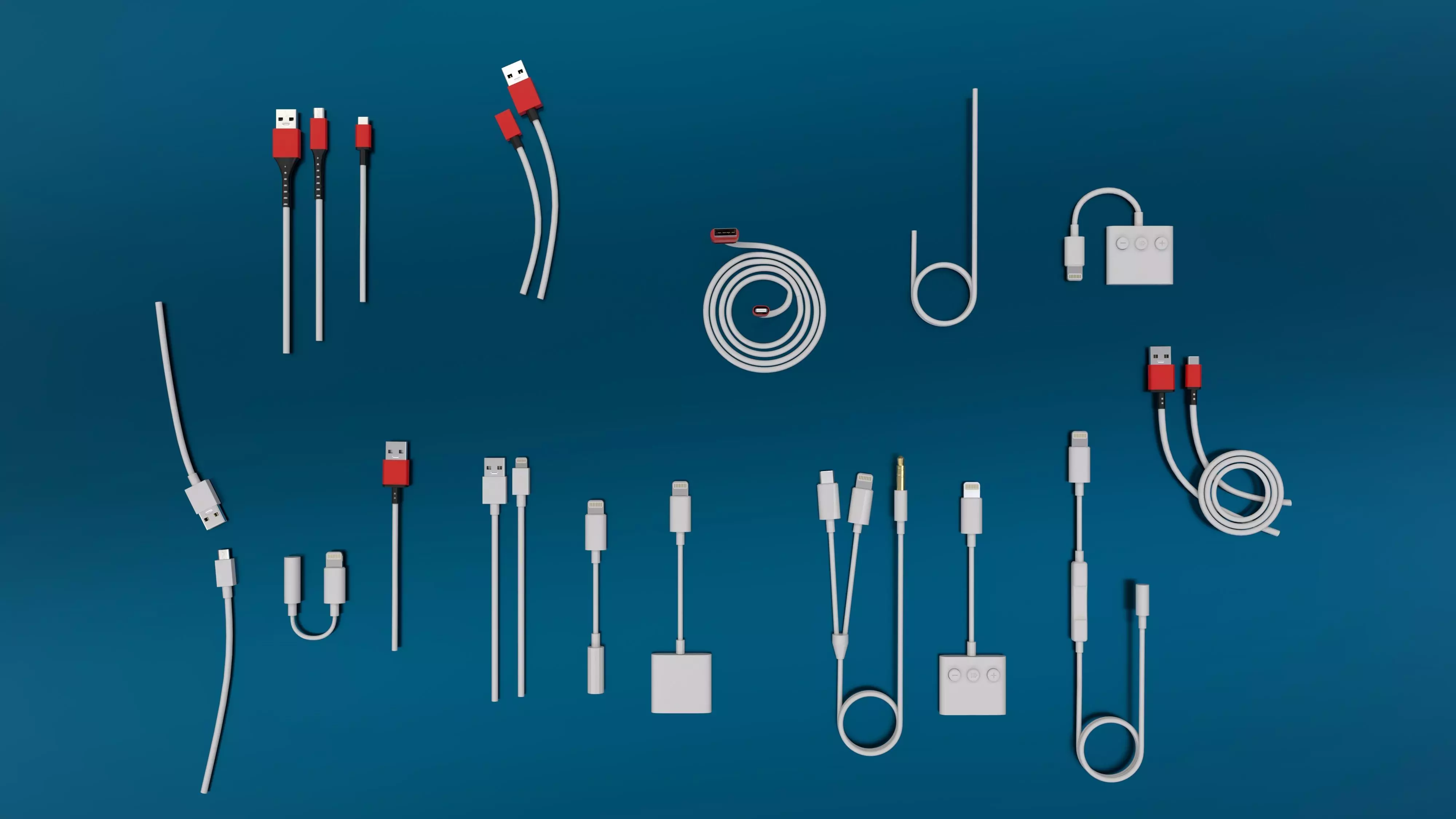 Phone charging cables 3D model