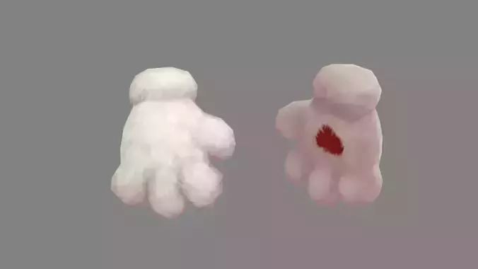 cartoon white cat claw glove Low-poly 3D model