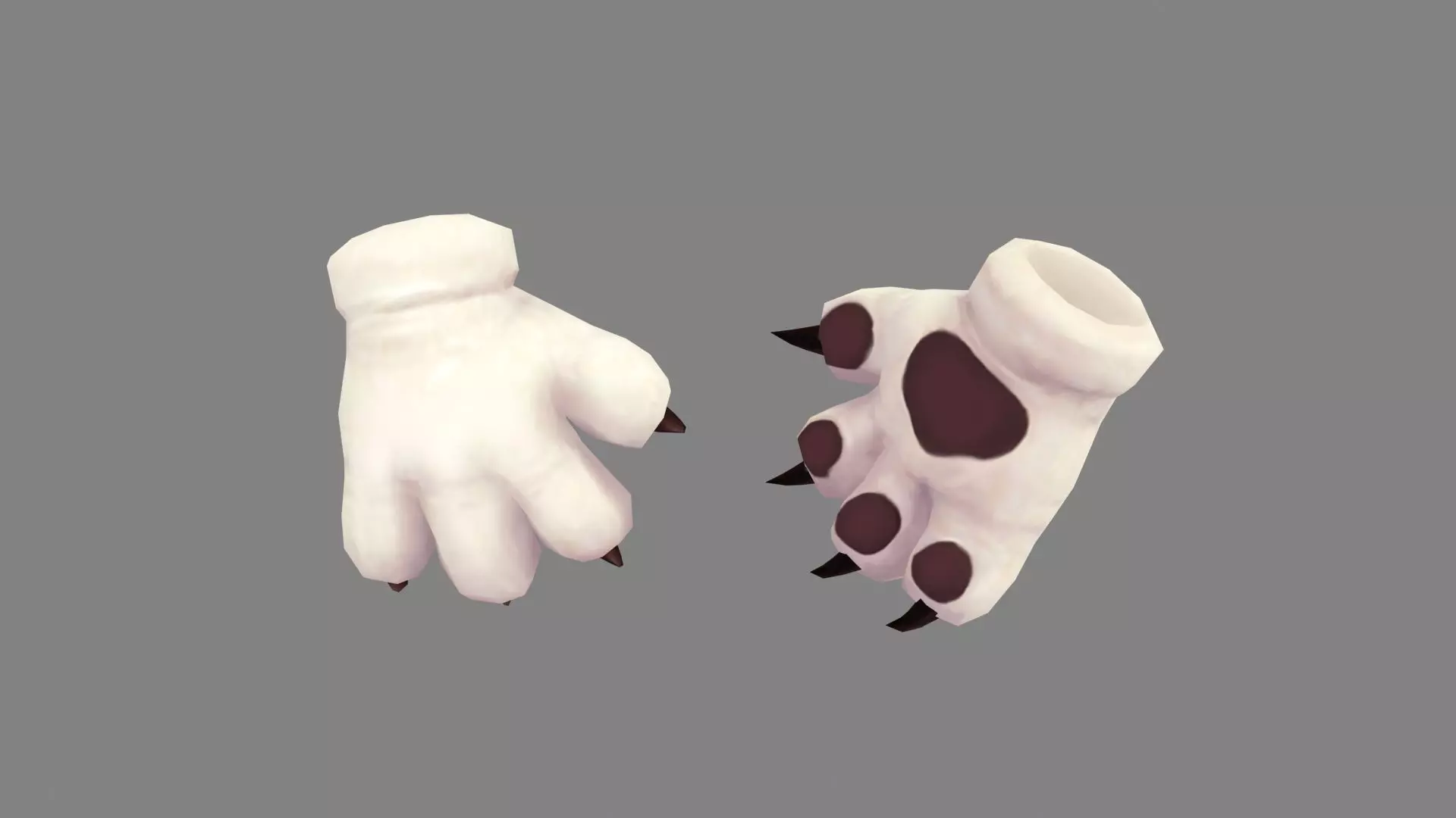 Cartoon sharp white cat claw glove Low-poly 3D model